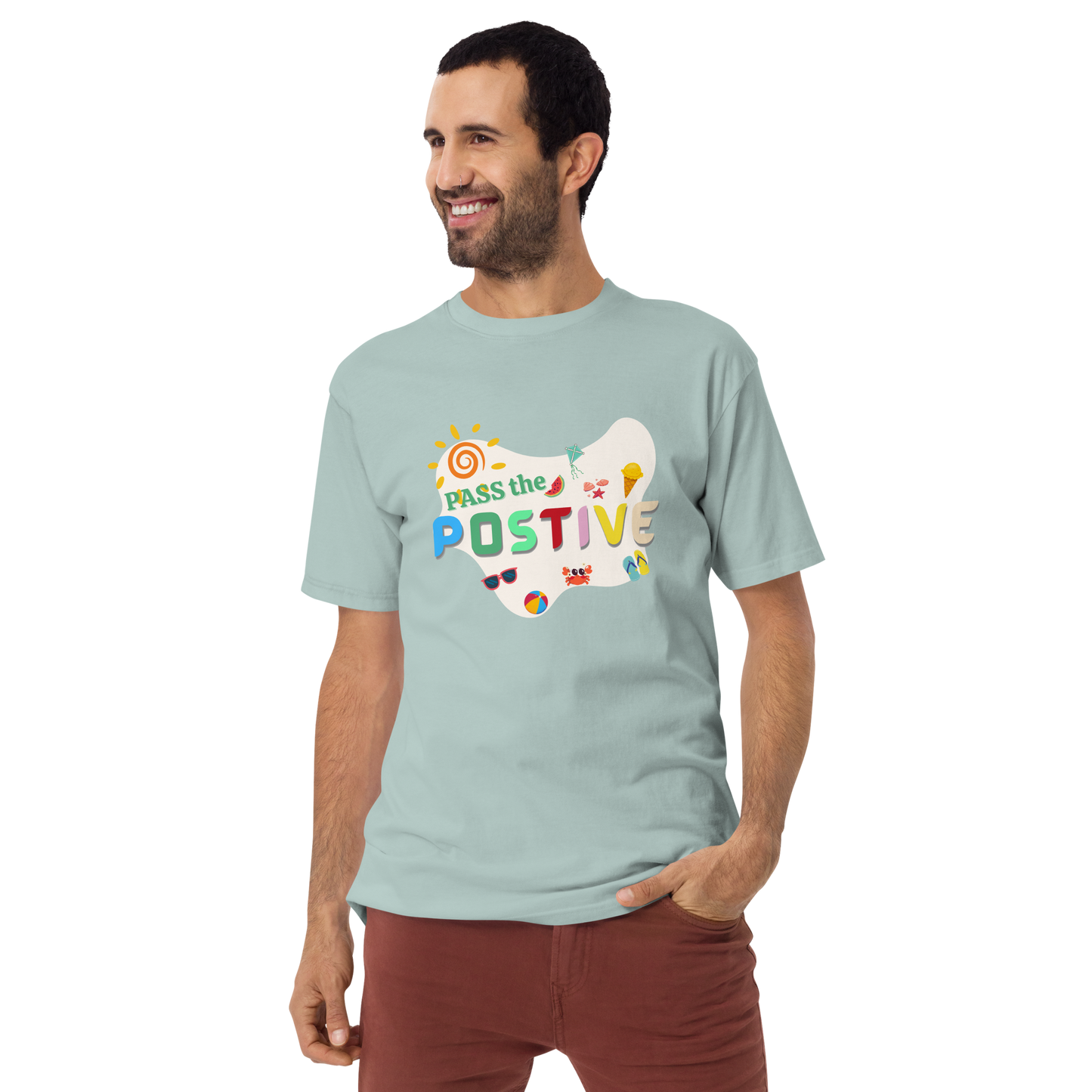 Tropical Beach T-Shirt – Men's Premium - Agave