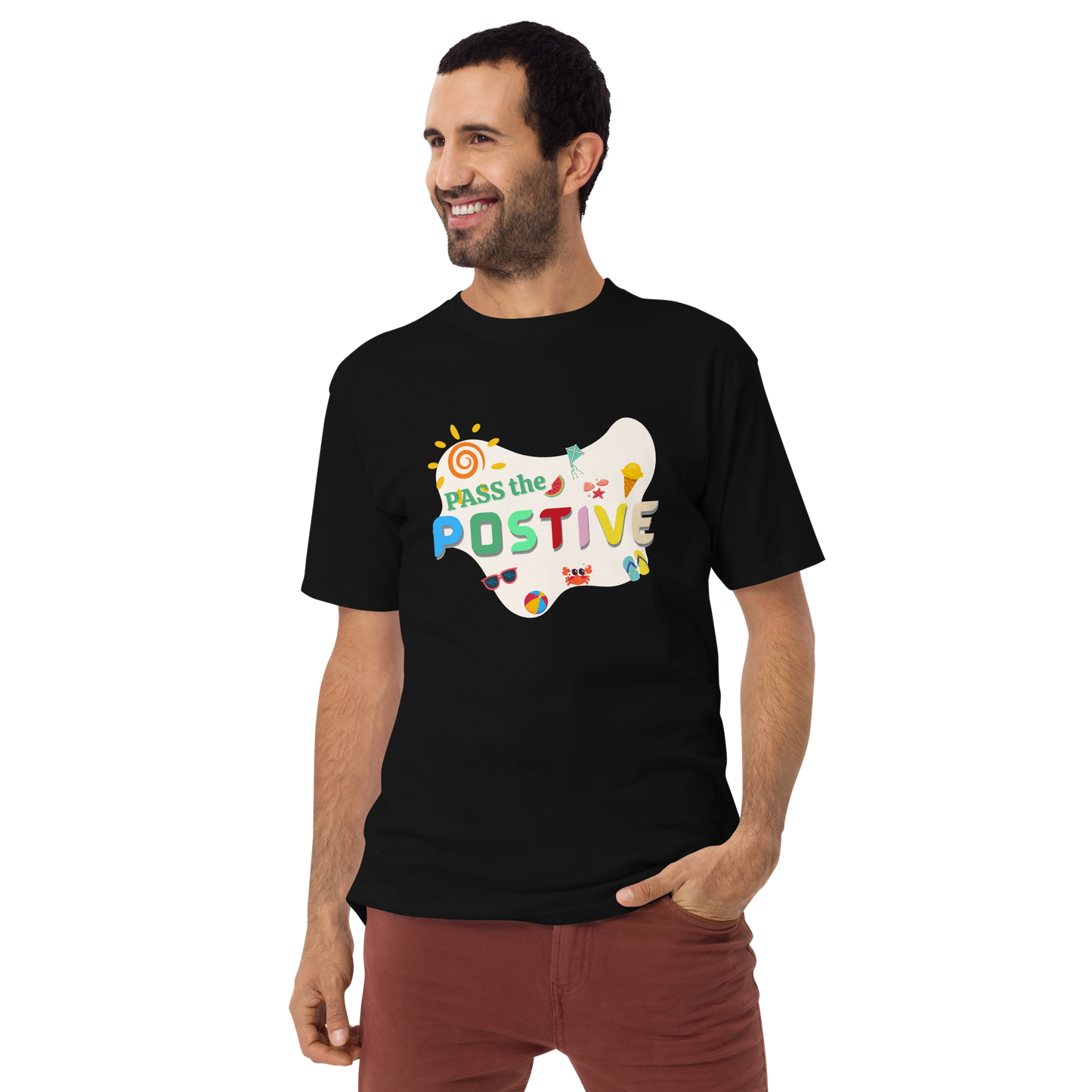 Tropical Beach T-Shirt – Men's Premium - Black