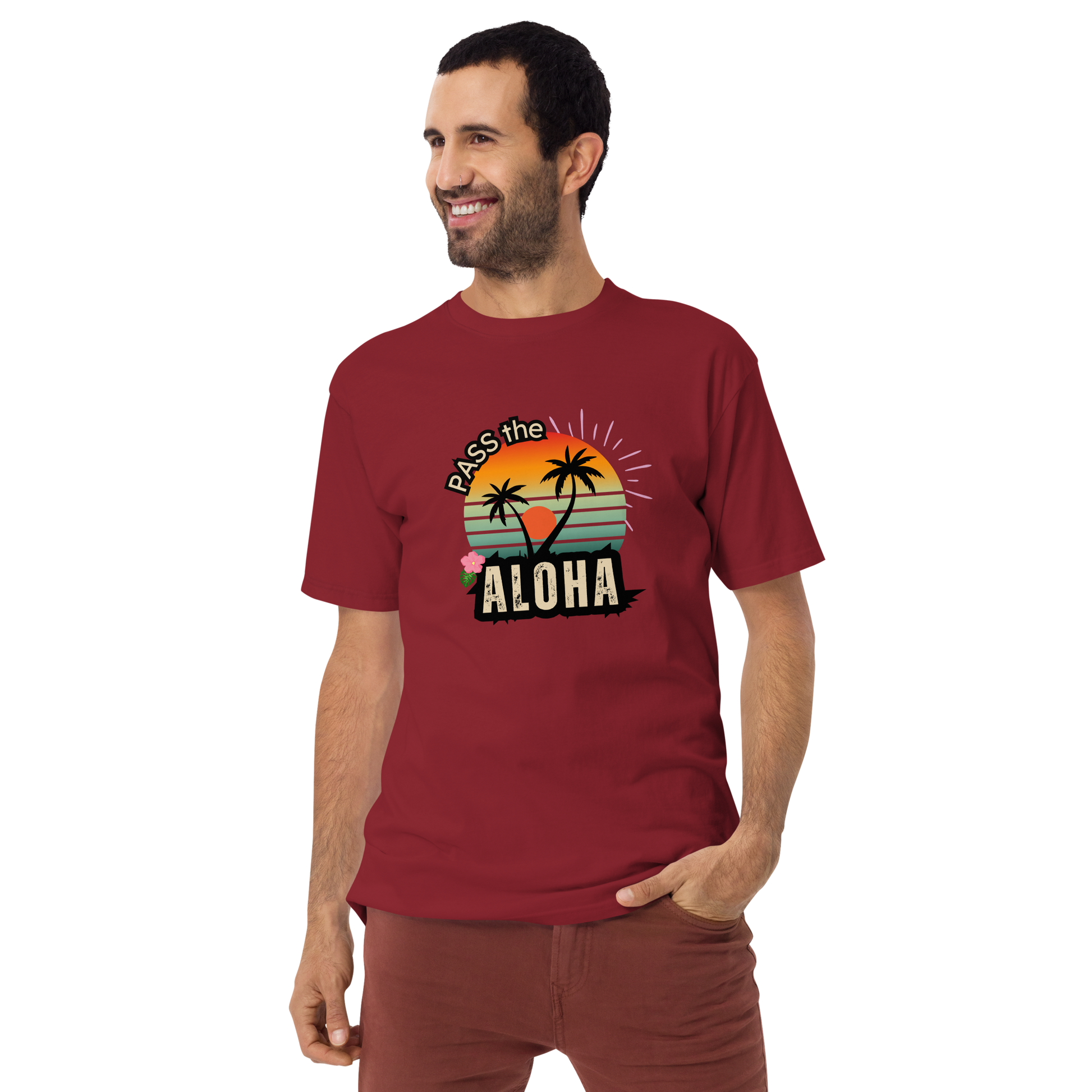 Palm Tree T-Shirt - Men’s premium - Brick Red
