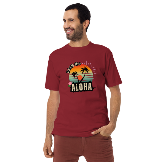 Palm Tree T-Shirt - Menโs premium - Brick Red