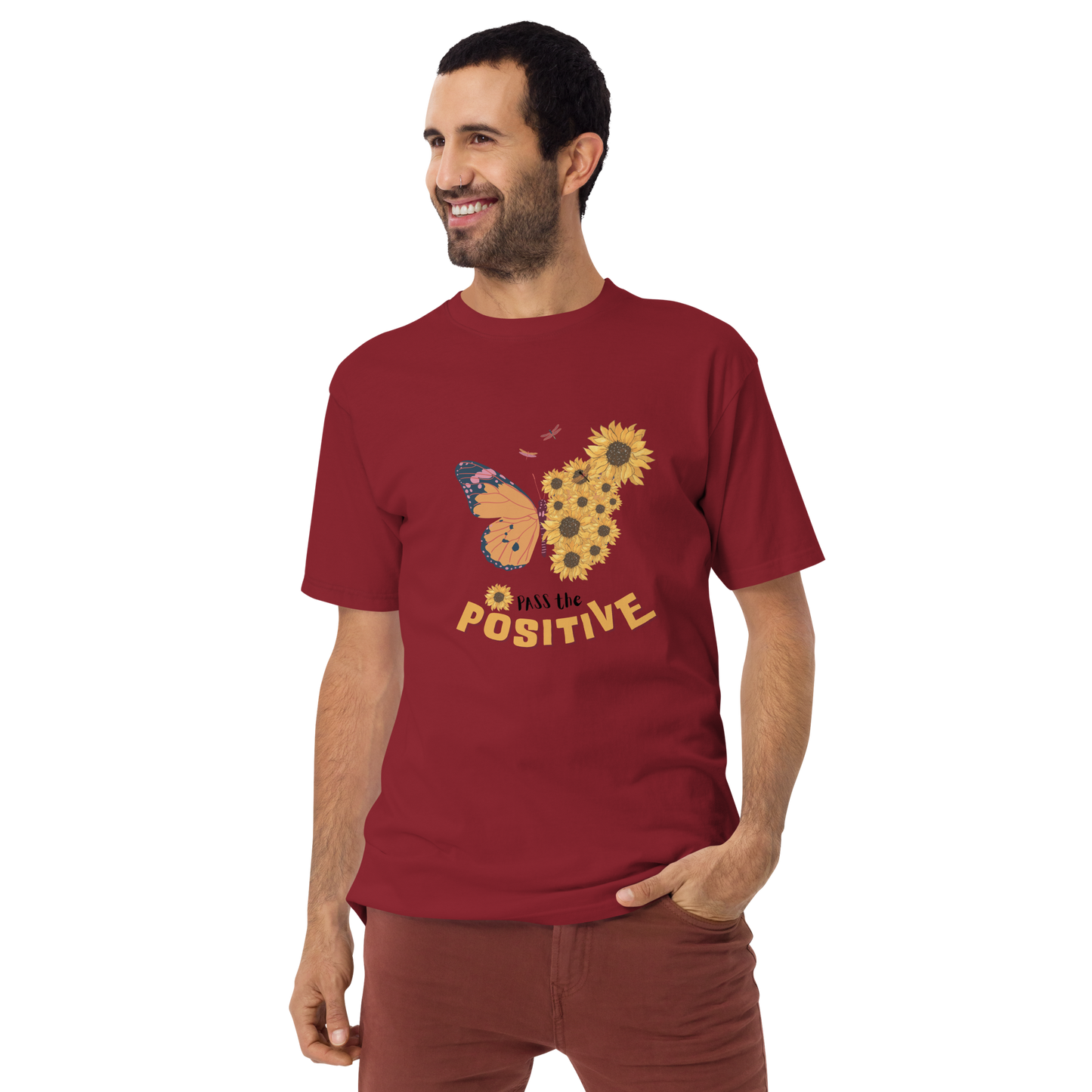 Celestial Butterfly T-Shirt - Men's Premium Tee - Brick Red