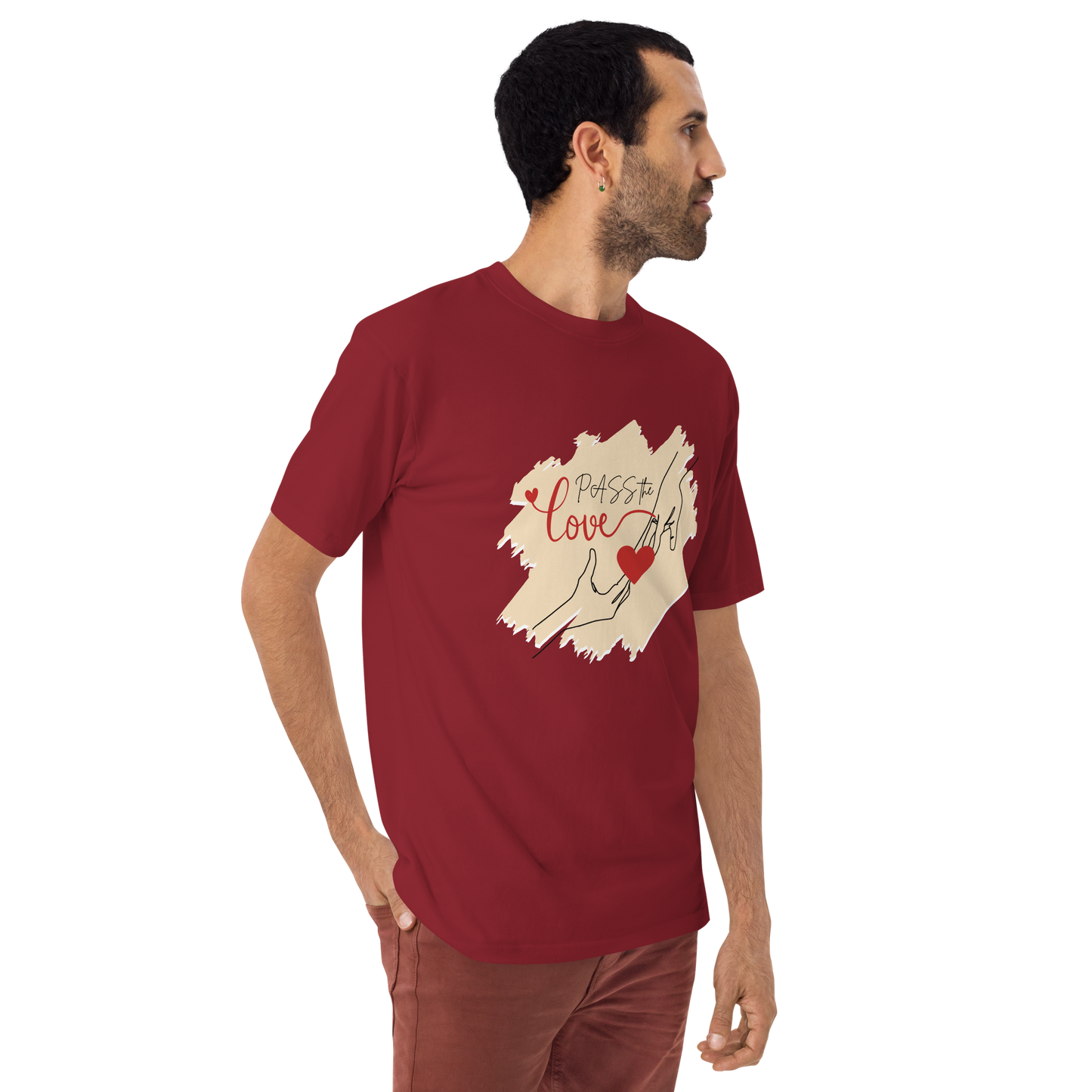 Couple T-Shirt - Men's Premium - Brick Red