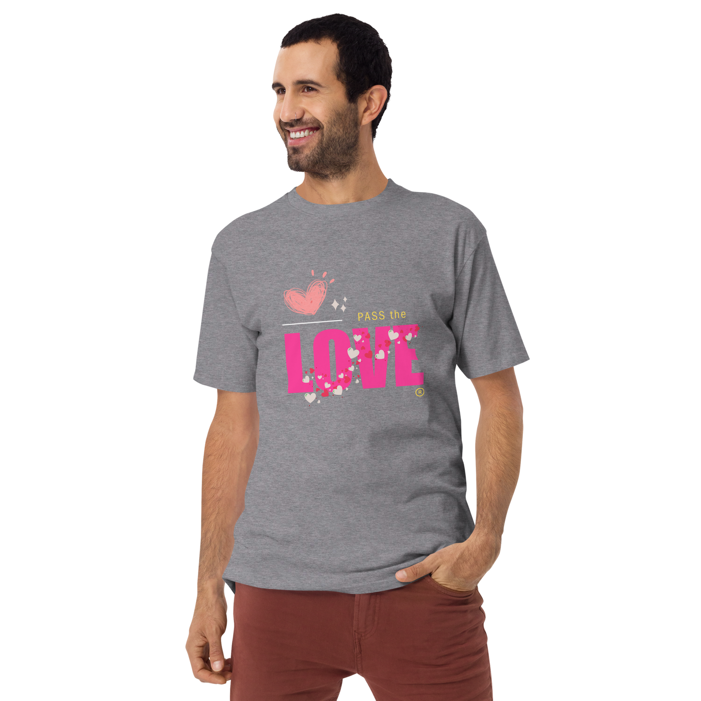 Pink Love T-Shirt - Men's Premium Tee - Carbon Grey