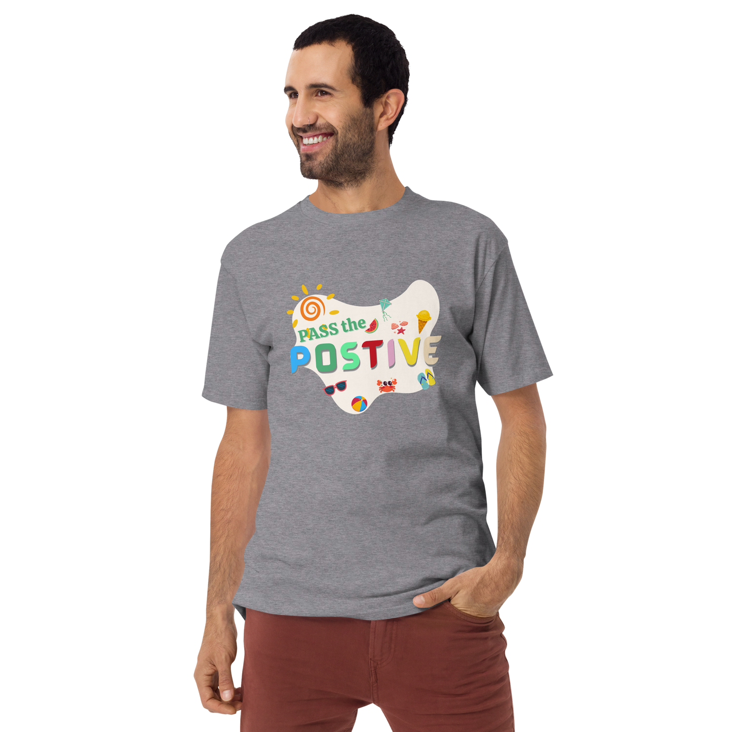 Tropical Beach T-Shirt – Men's Premium - Carbon Grey