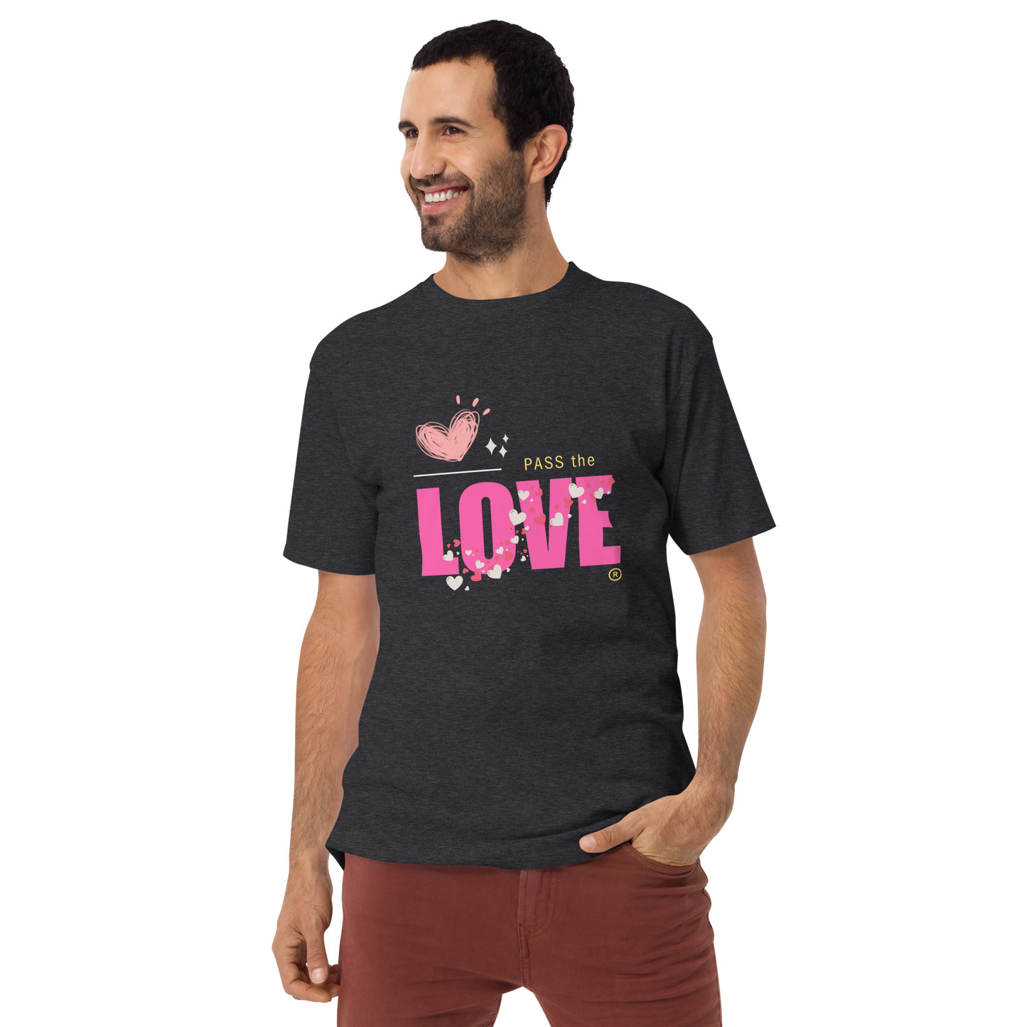 Pink Love T-Shirt - Men's Premium Tee - Charcoal Heather
