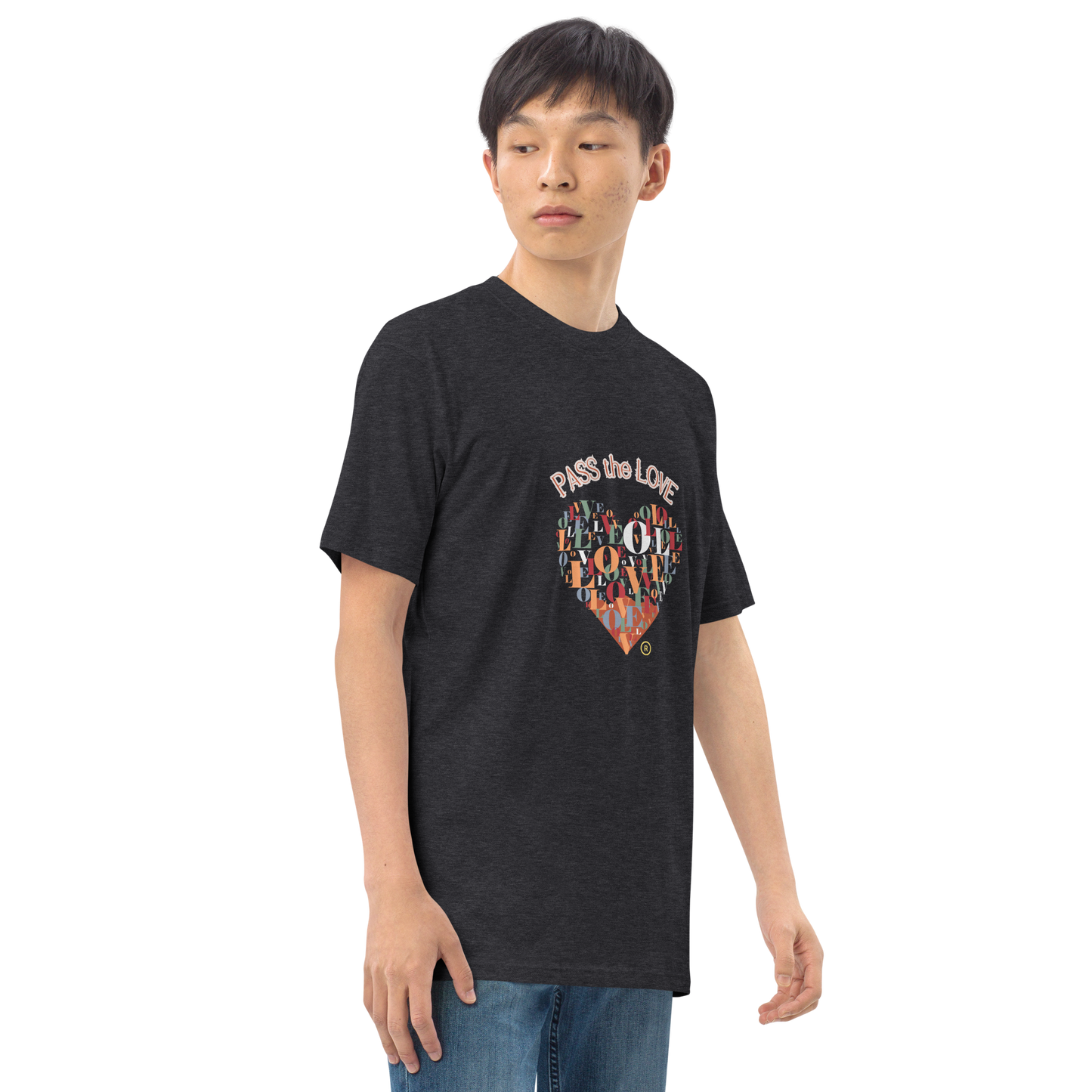 Heart T-Shirt - Men's Premium - Charcoal Heather