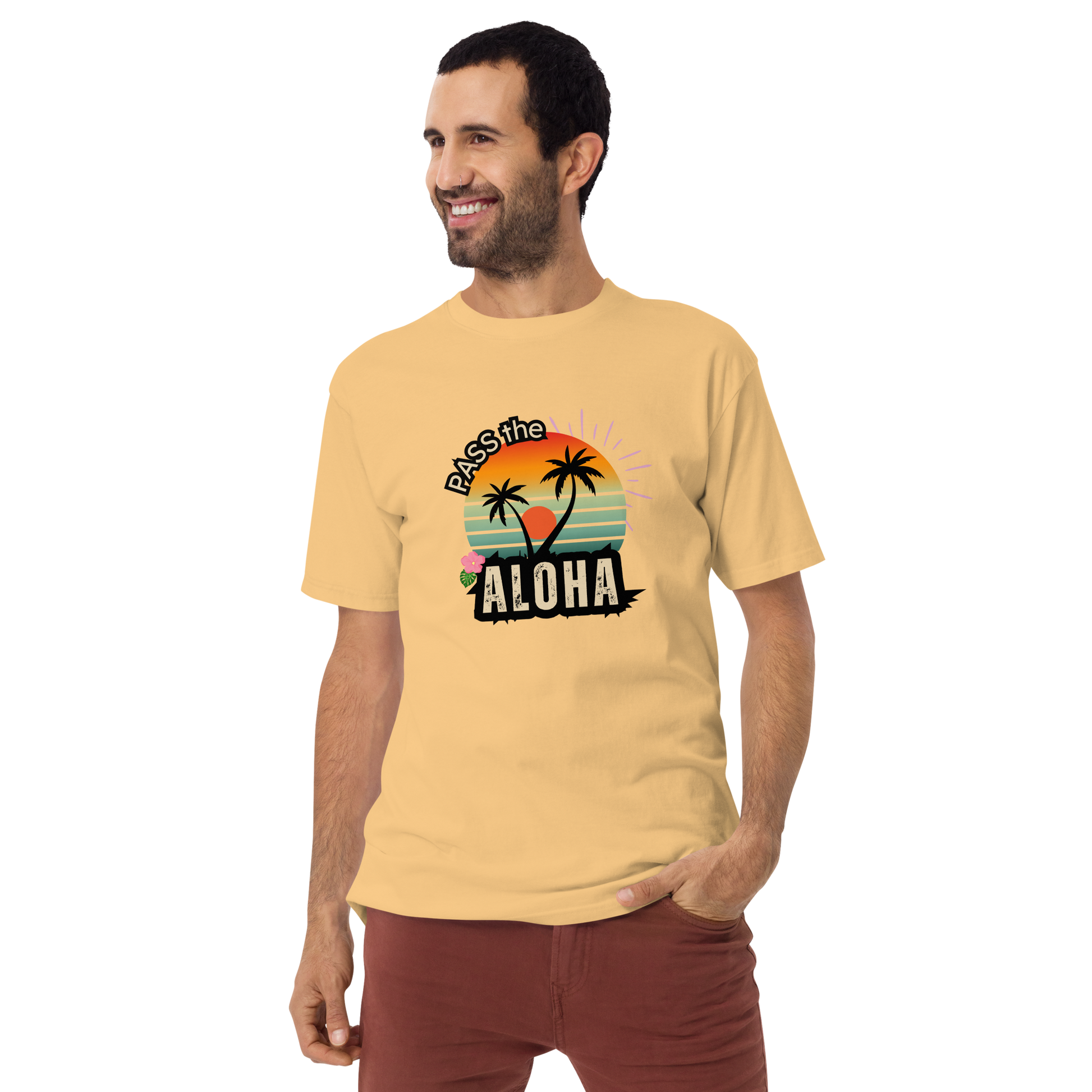 Palm Tree T-Shirt - Men’s premium - Vintage Gold