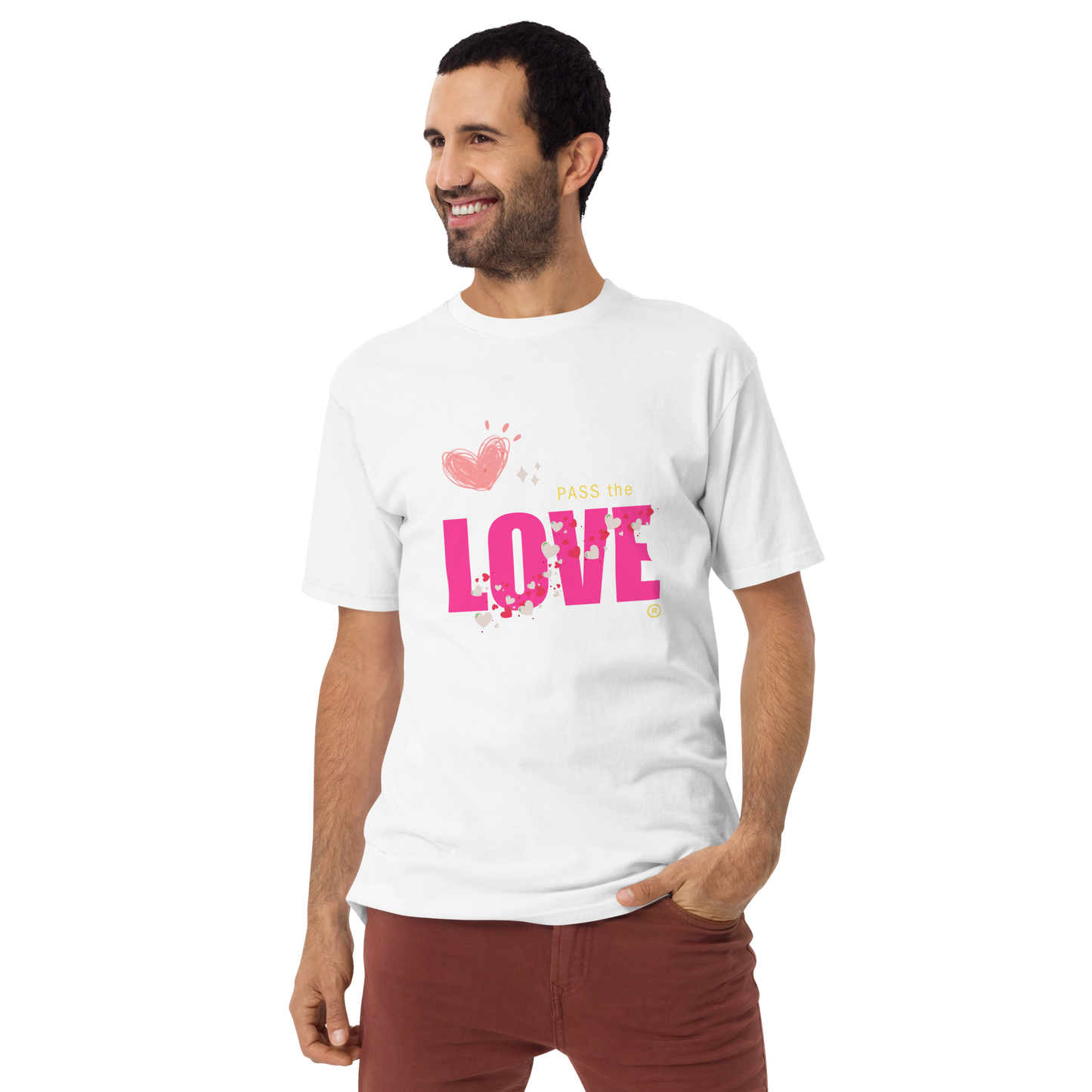 Pink Love T-Shirt - Men's Premium Tee - White
