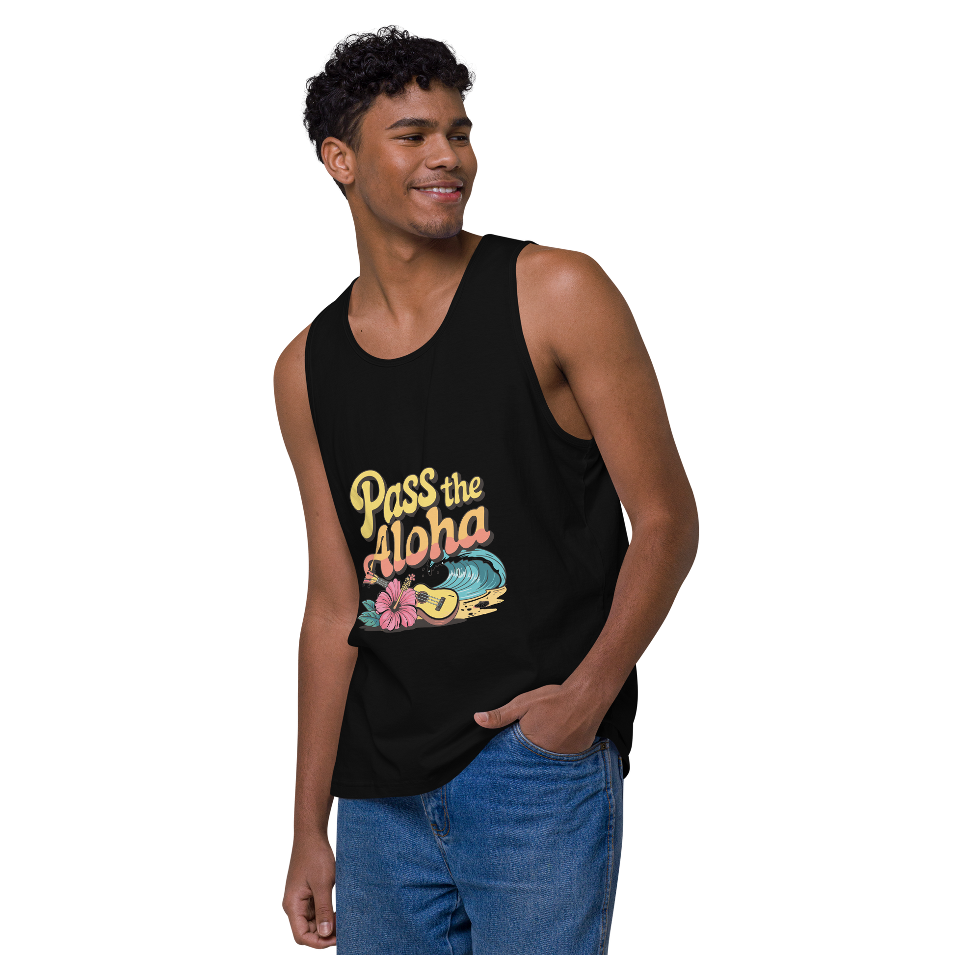 Ocean-Melody-Tropical-Tank-Top-Black-Right