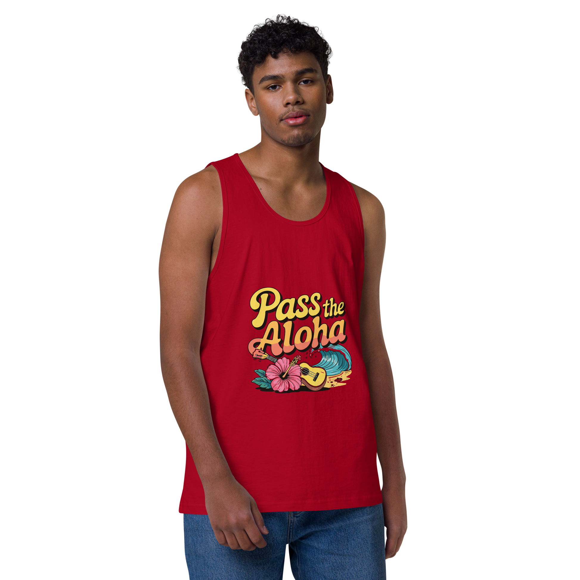 Ocean-Melody-Tropical-Tank-Top-Red-Front
