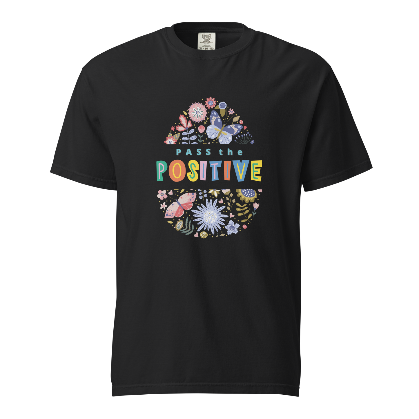 Tropical Butterfly T-Shirt - Unisex Garment Dyed - Black