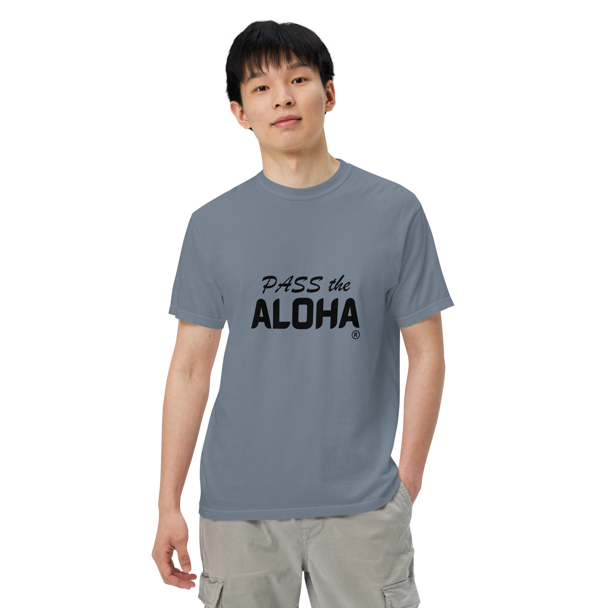 plain-unisex-garment-dyed-heavyweight-t-shirt-blue-jean-front-pass-the-aloha