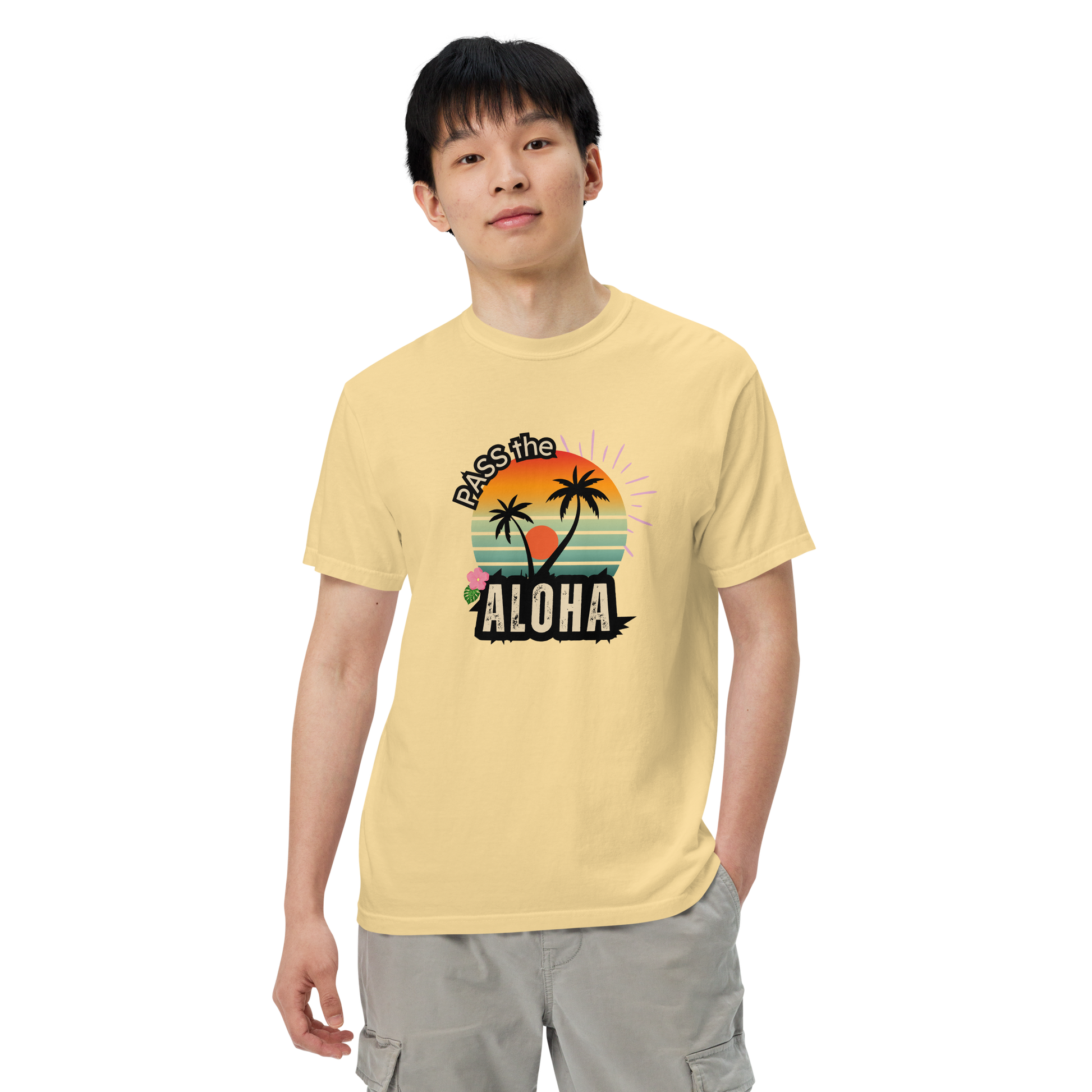 Palm Tree T-Shirt - Unisex Garment Dyed - Butter