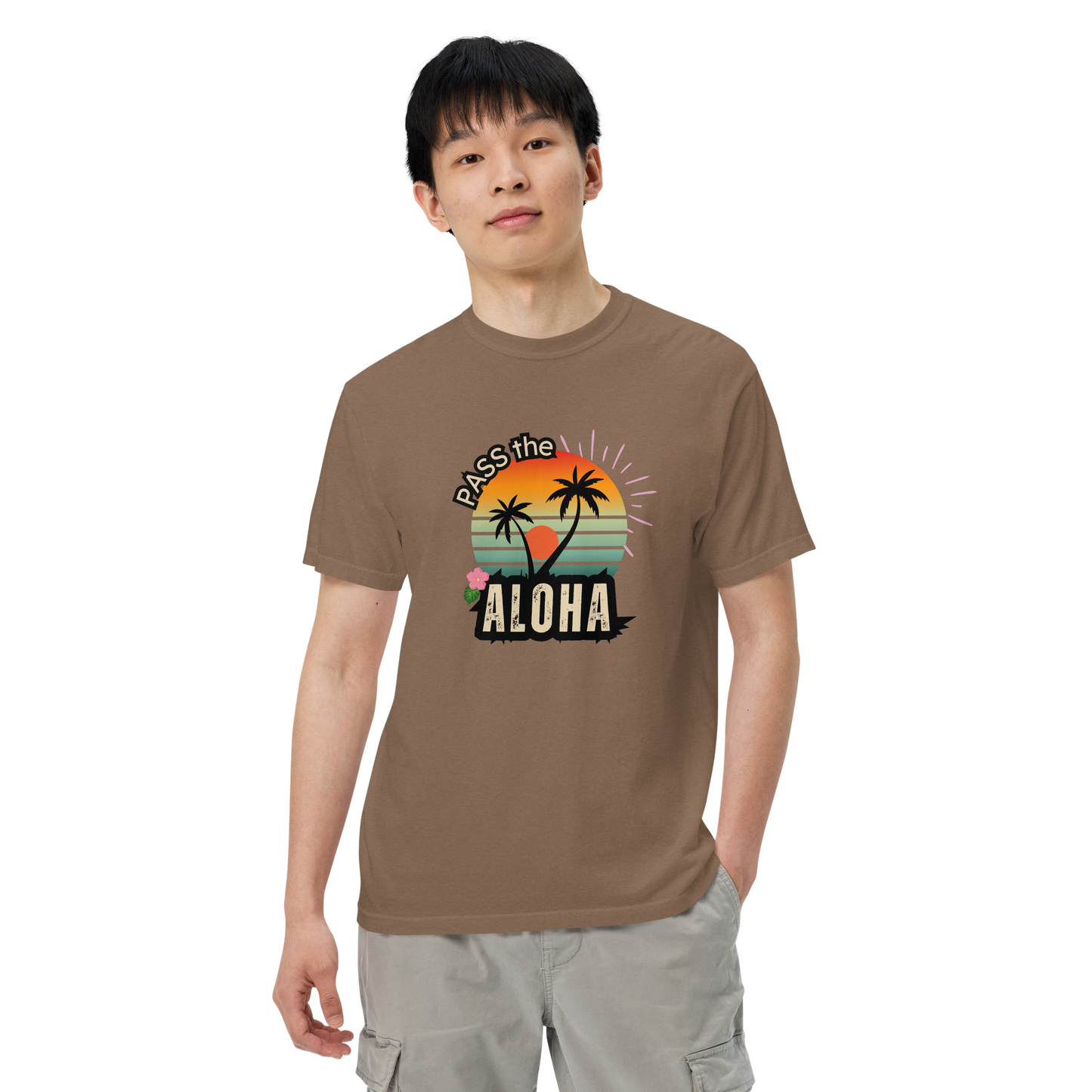 Palm Tree T-Shirt - Unisex Garment Dyed - Espresso
