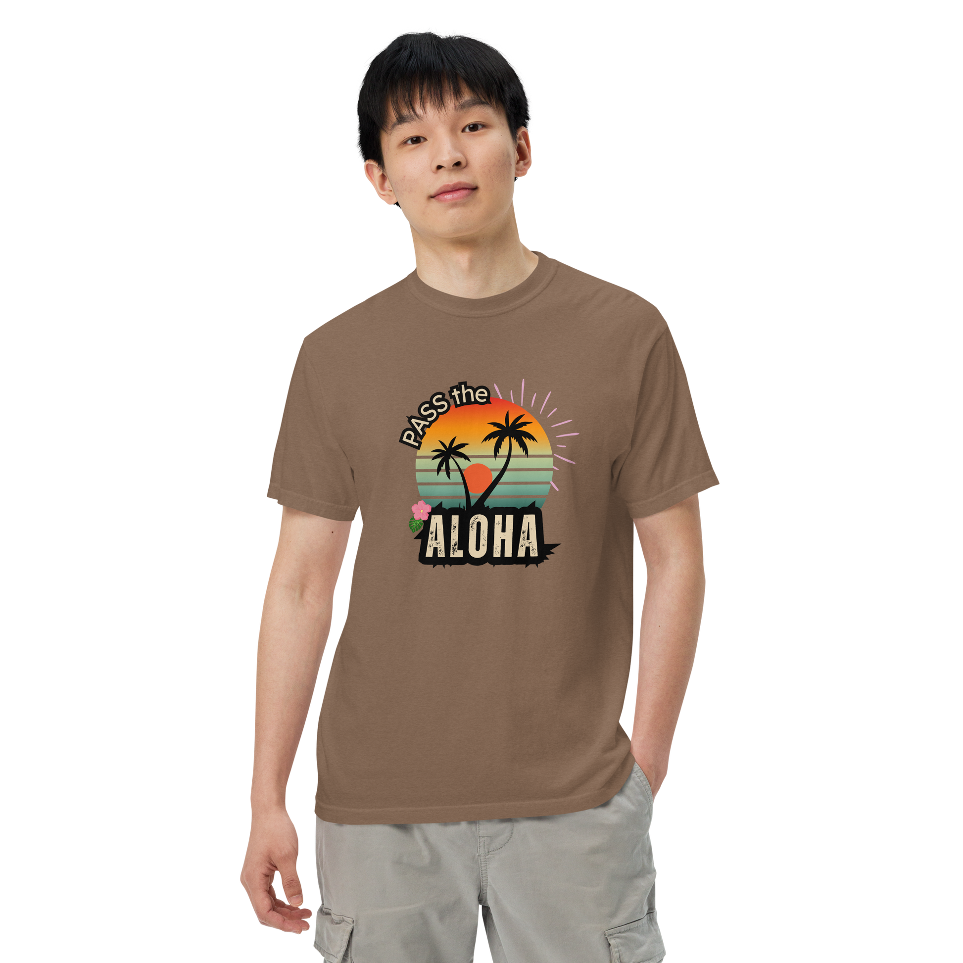 Palm Tree T-Shirt - Unisex Garment Dyed - Espresso