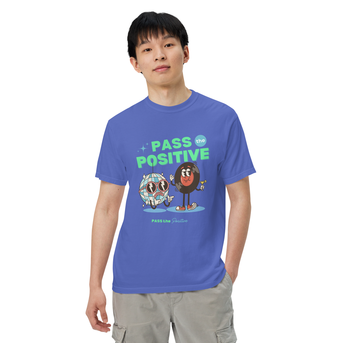 Disco Duo Party Tee - Unisex Dyed - Flo Blue