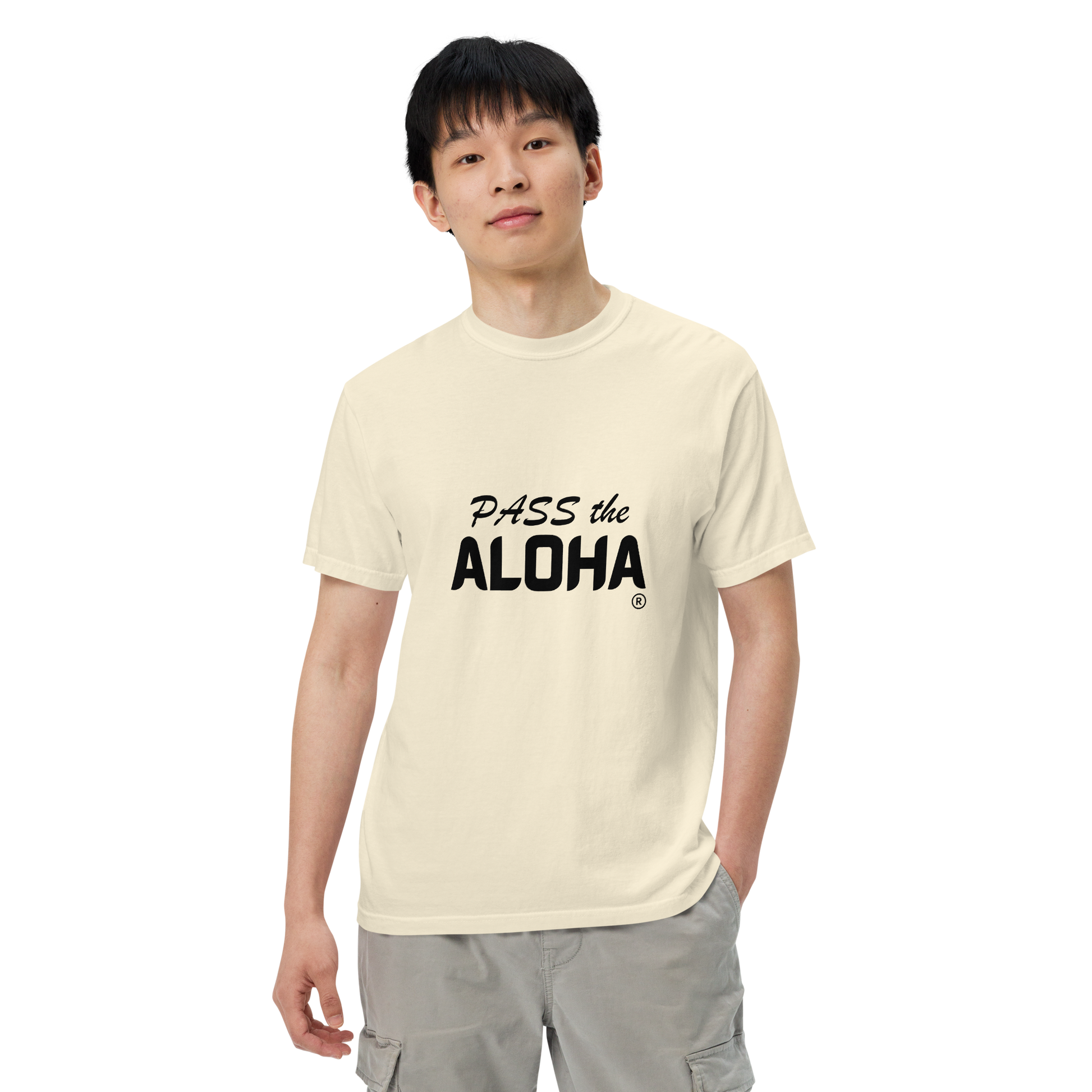 plain-unisex-garment-dyed-heavyweight-t-shirt-ivory-front-pass-the-aloha
