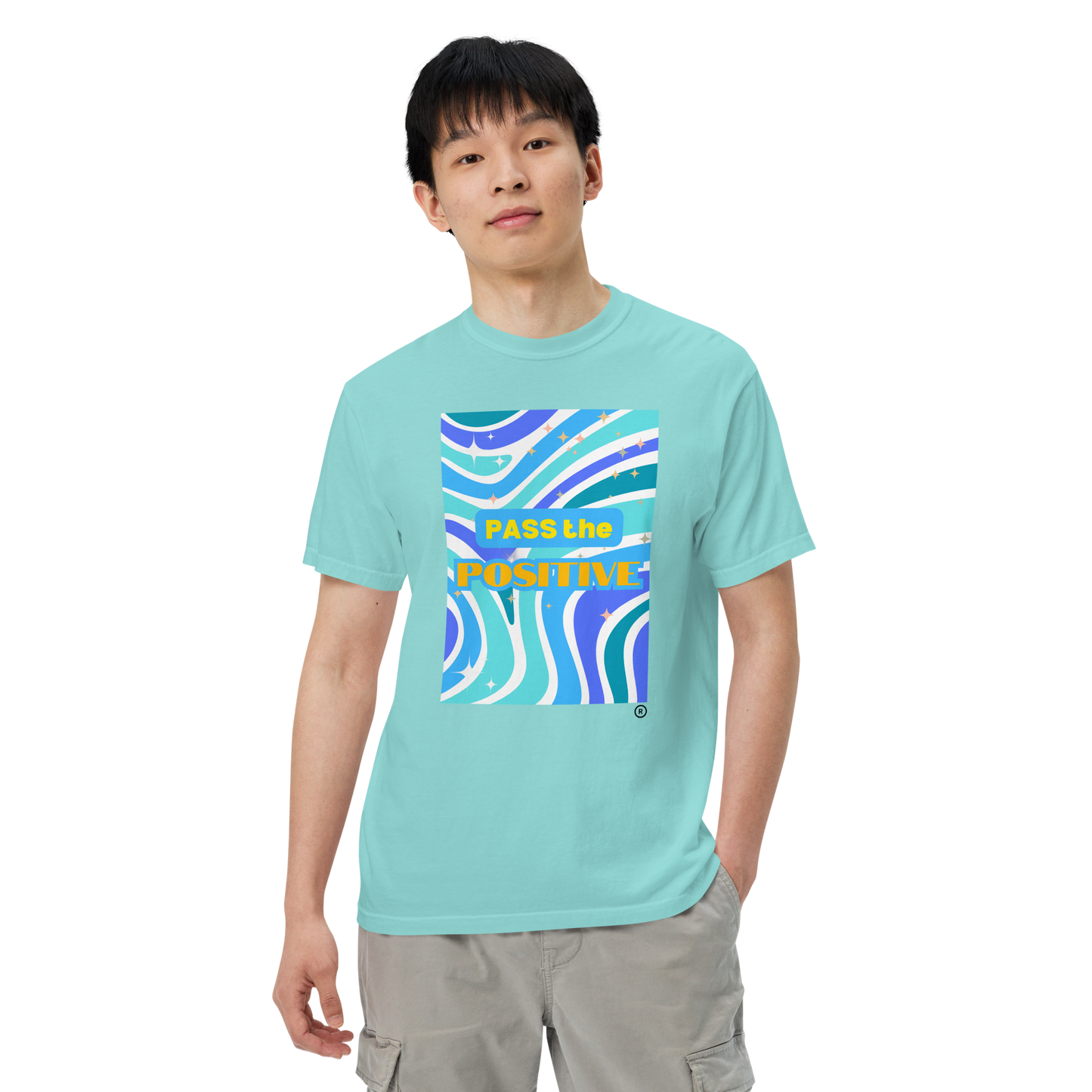 Groovy Ocean T-Shirt - Unisex Dyed - Lagoon Blue
