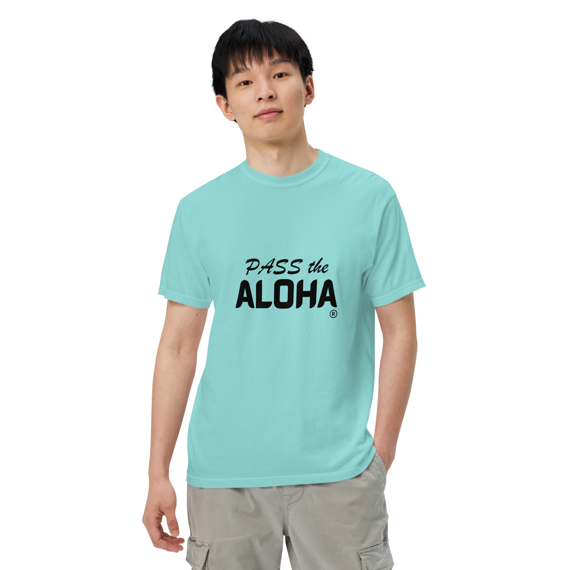 plain-unisex-garment-dyed-heavyweight-t-shirt-lagoon-blue-front-pass-the-aloha