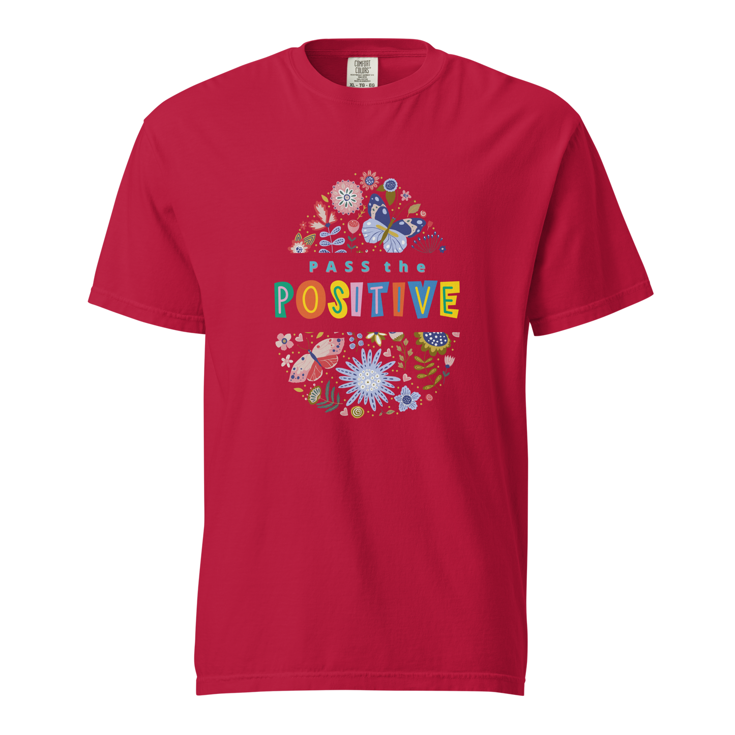 Tropical Butterfly T-Shirt - Unisex Garment Dyed - Red