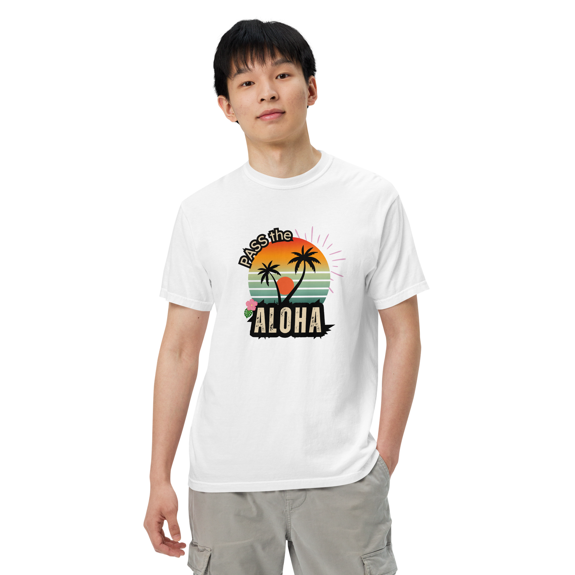 Palm Tree T-Shirt - Unisex Garment Dyed - White