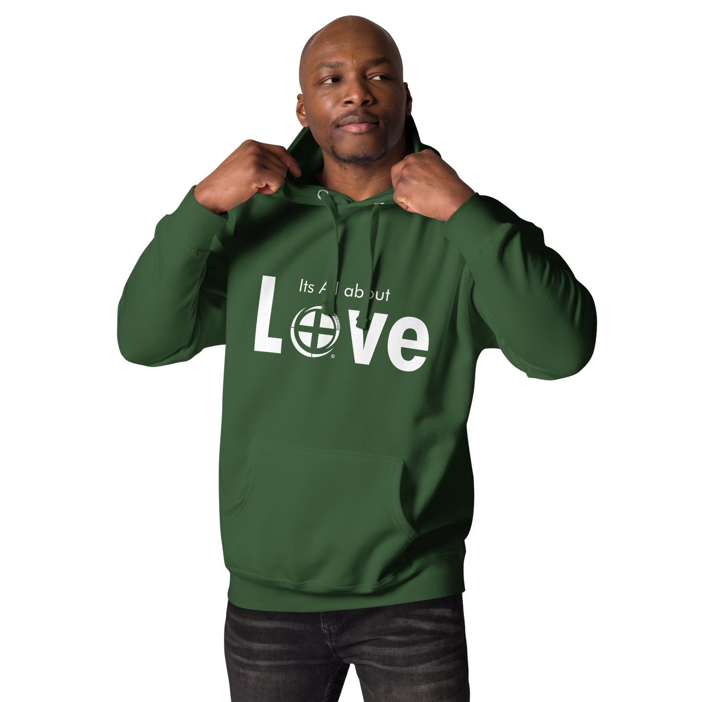 Love Hoodie - Pass the Positive - Forest Green