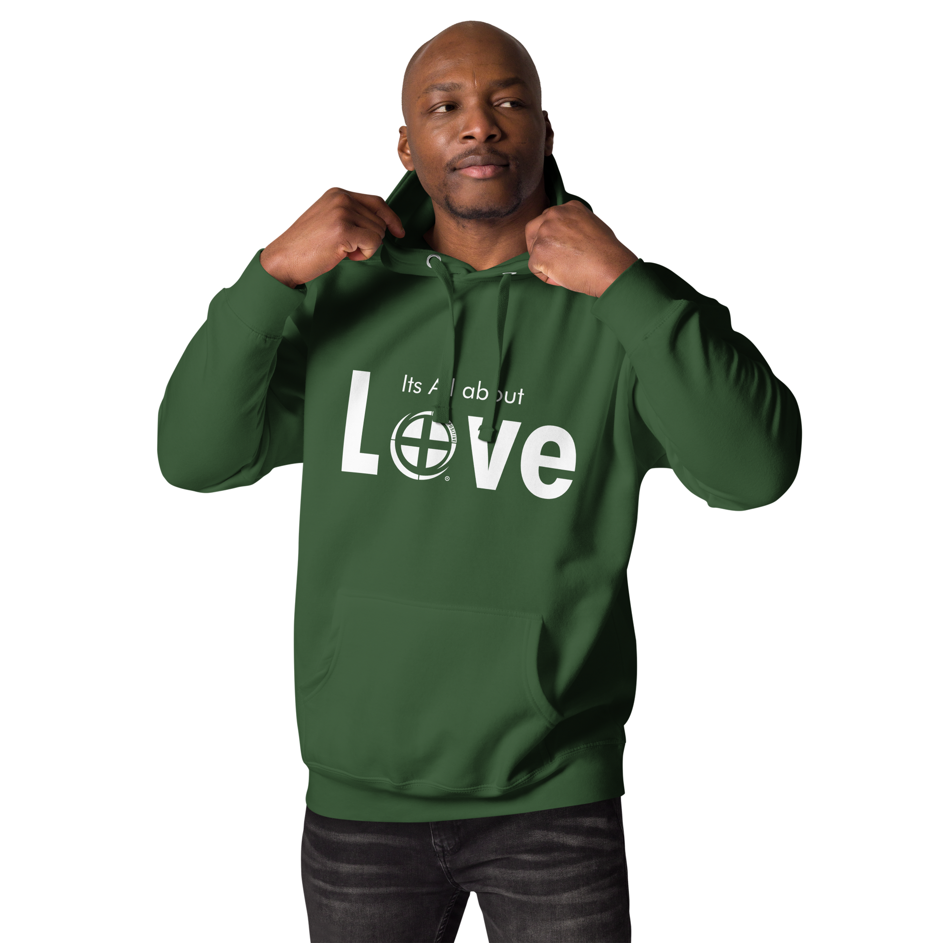 Love Hoodie - Pass the Positive - Forest Green