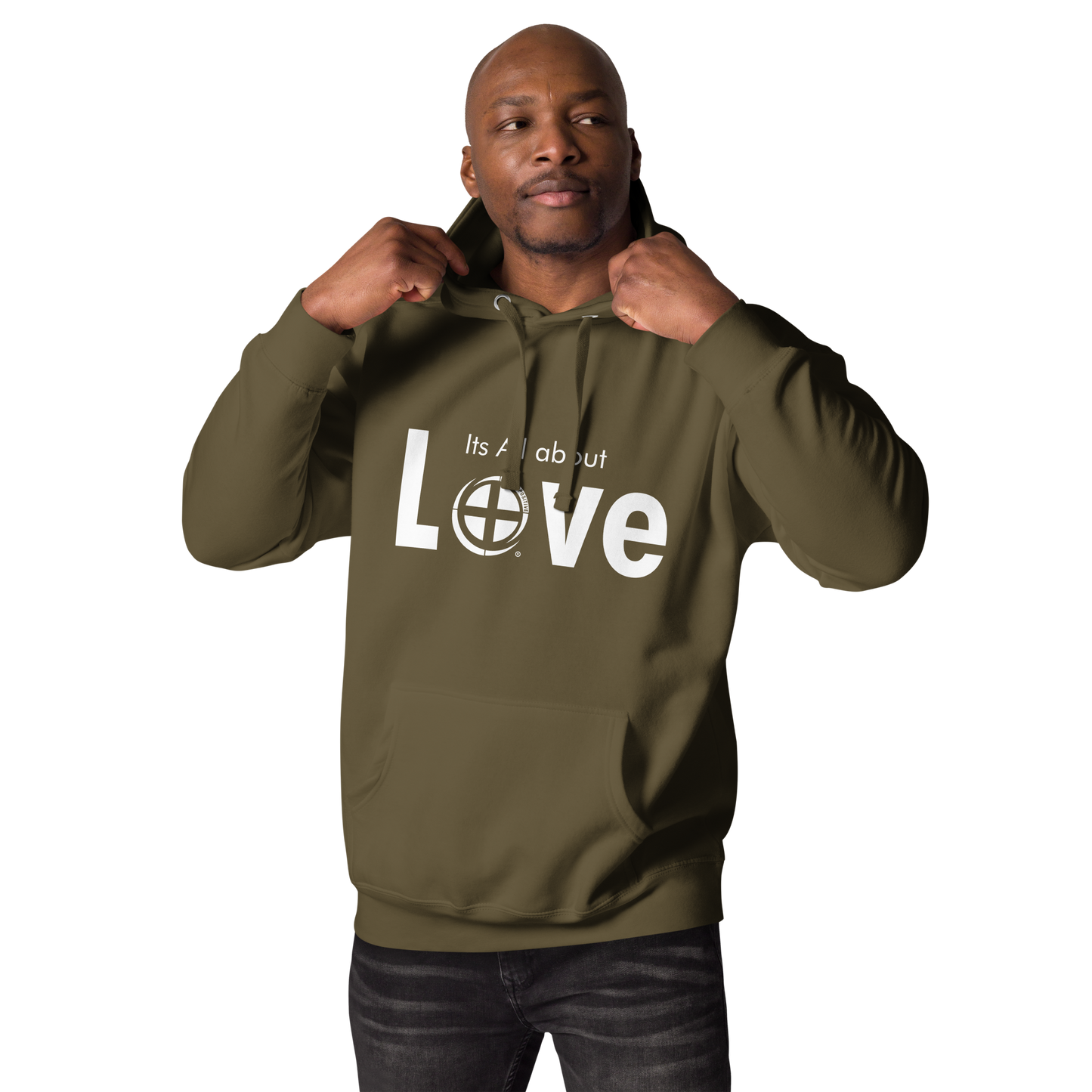 Love Hoodie - Pass the Positive - Military Green