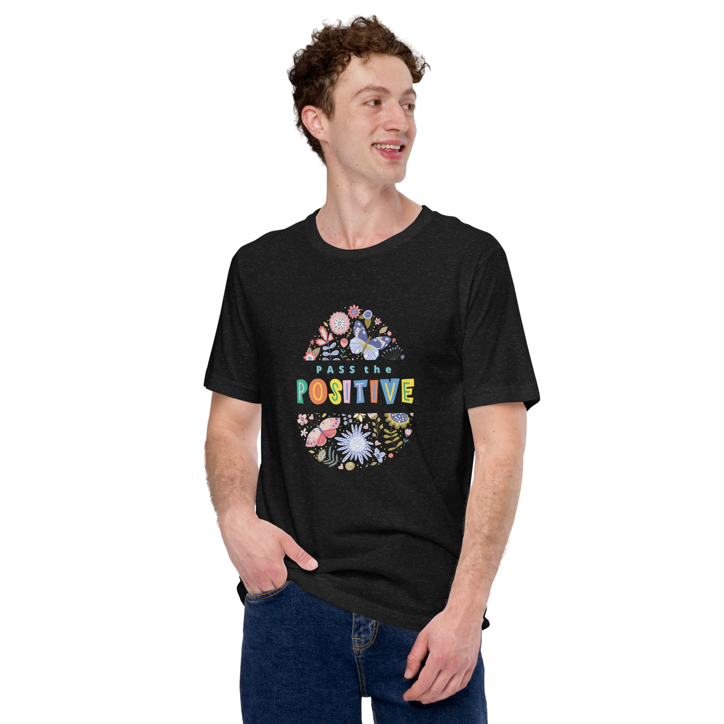Graphic Floral T-Shirt - Unisex - Black Heather