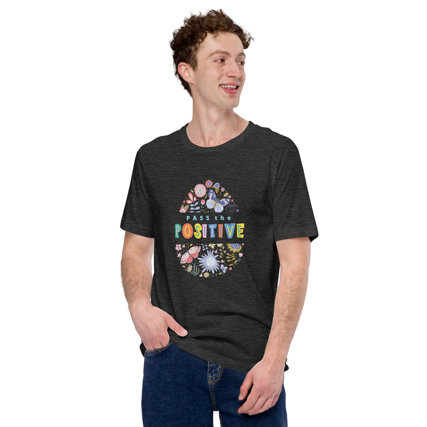 Graphic Floral T-Shirt - Unisex - Dark Grey Heather