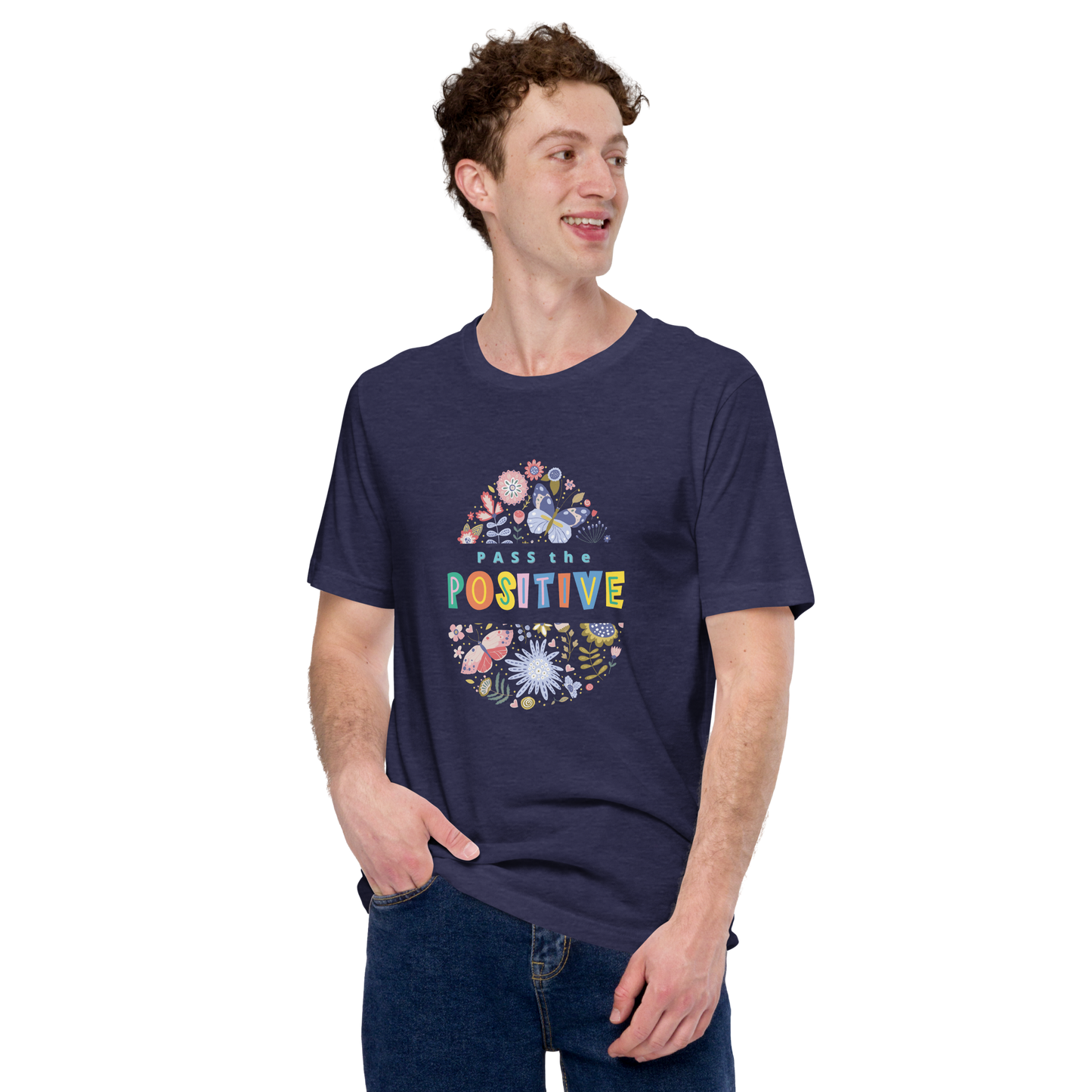 Graphic Floral T-Shirt - Unisex - Heather Midnight Navy