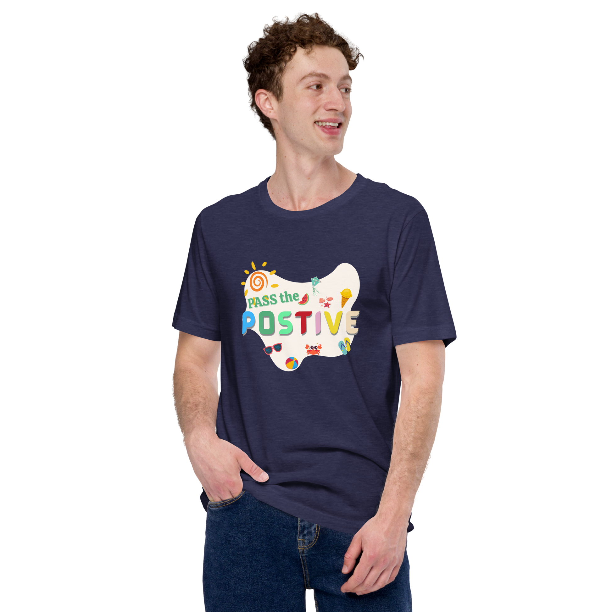 Beach Vibes T-Shirt – Unisex Casual Tee - Heather Midnight Navy