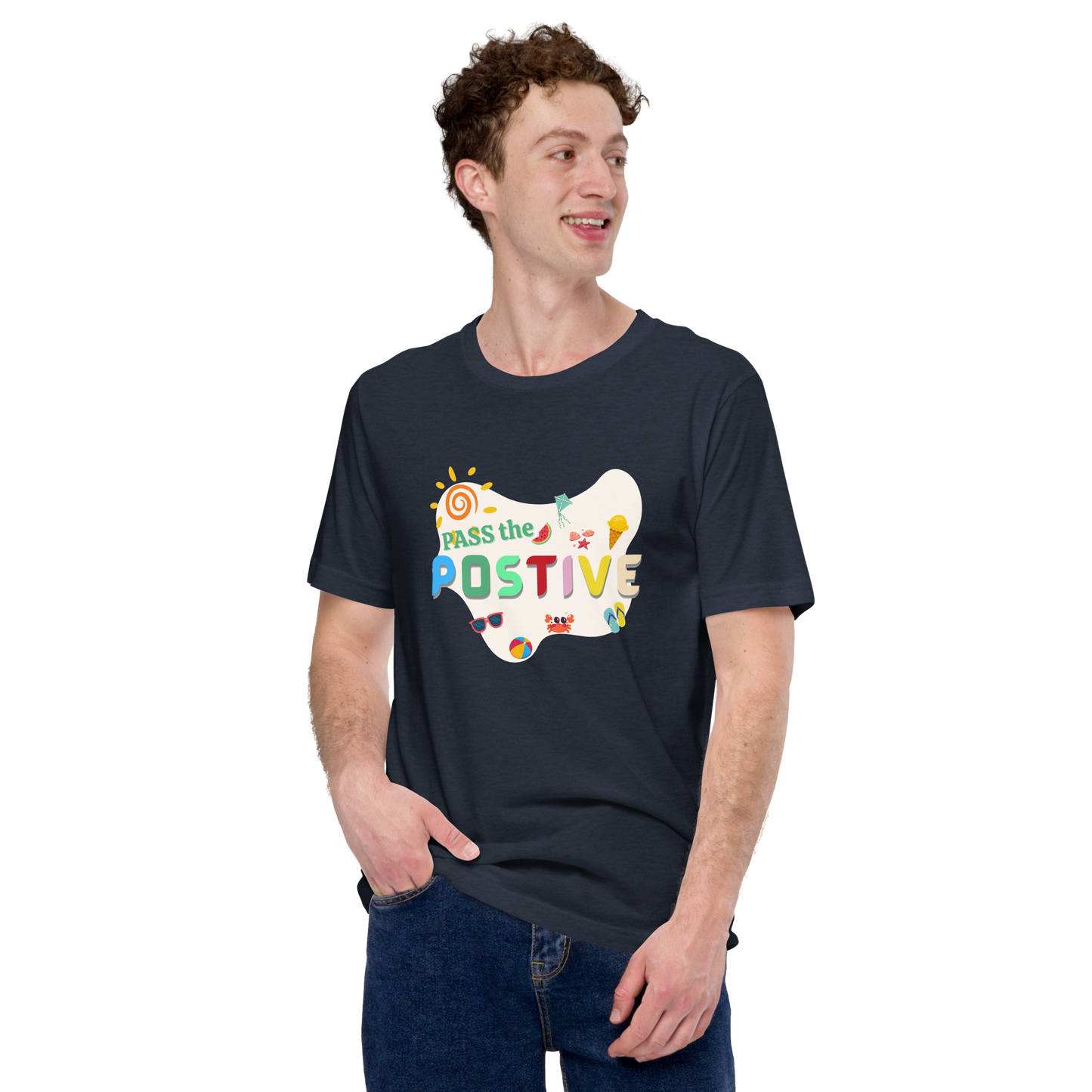 Beach Vibes T-Shirt – Unisex Casual Tee - Heather Navy
