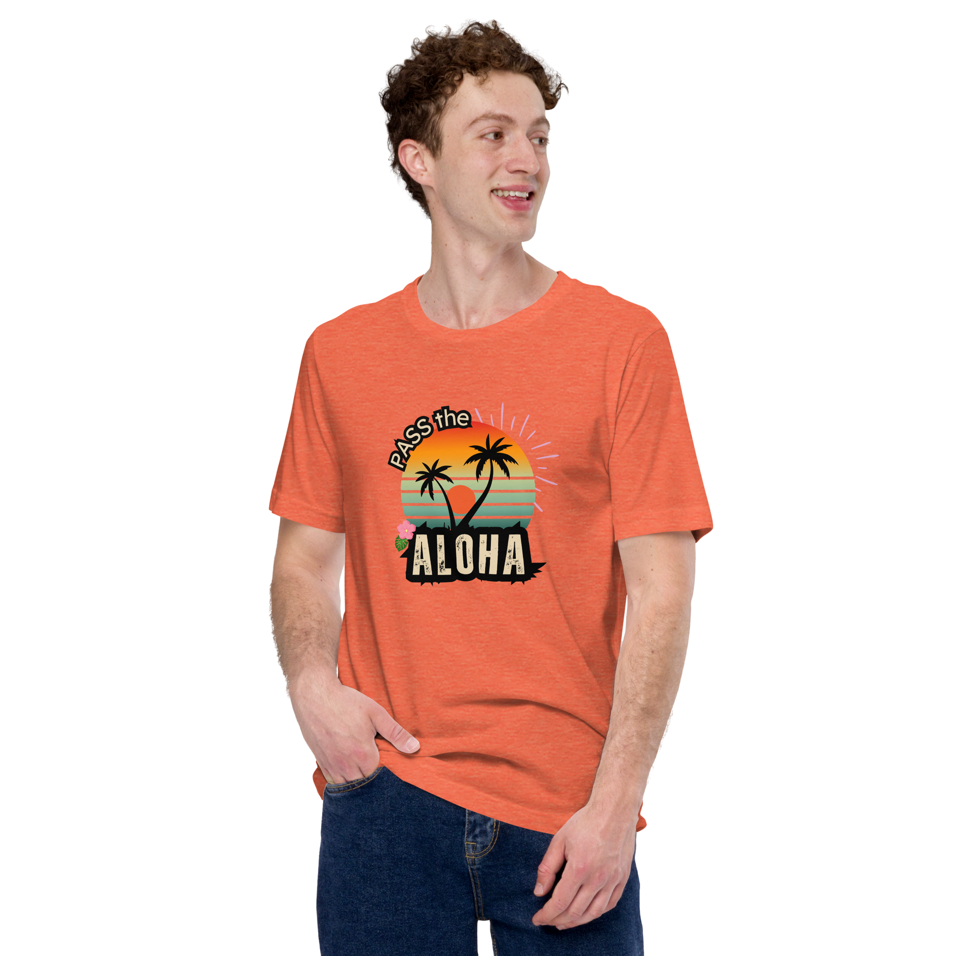 Palm Tree T-Shirt - Unisex - Heather Orange