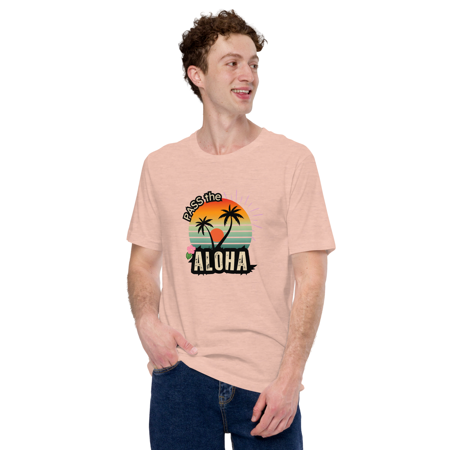 Palm Tree T-Shirt - Unisex - Heather Prism Peach