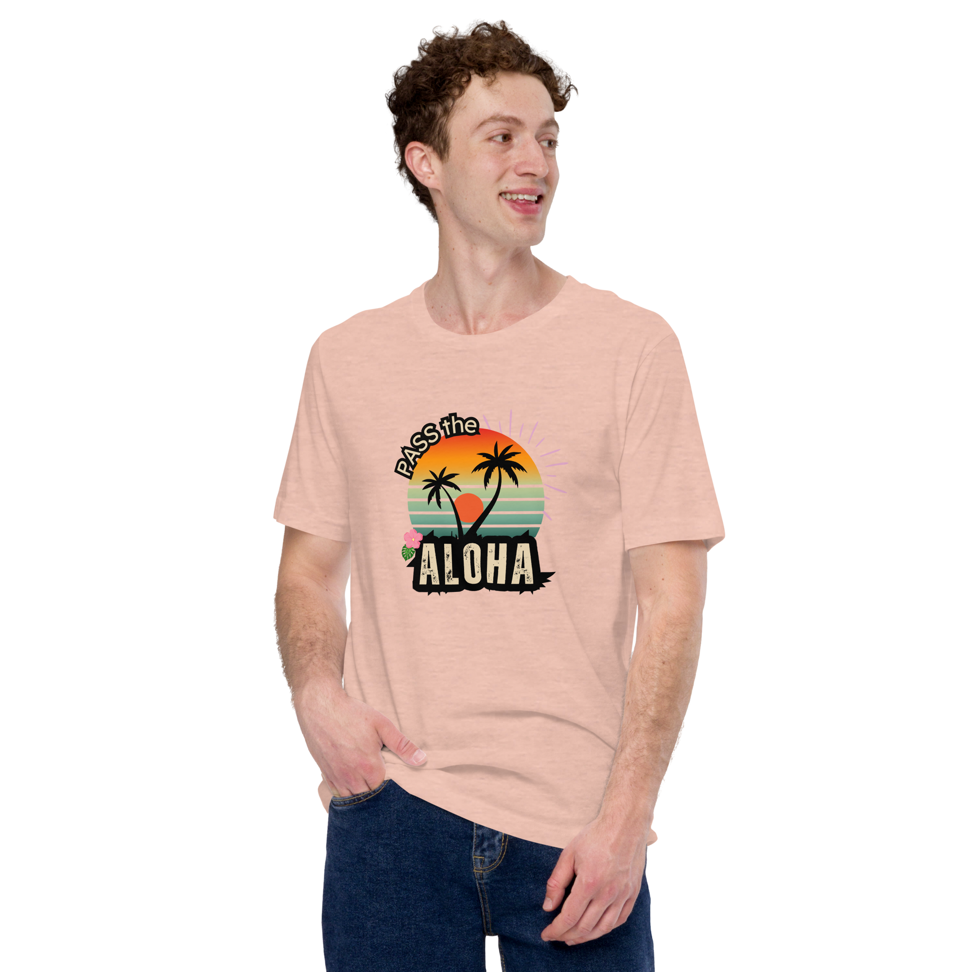 Palm Tree T-Shirt - Unisex - Heather Prism Peach