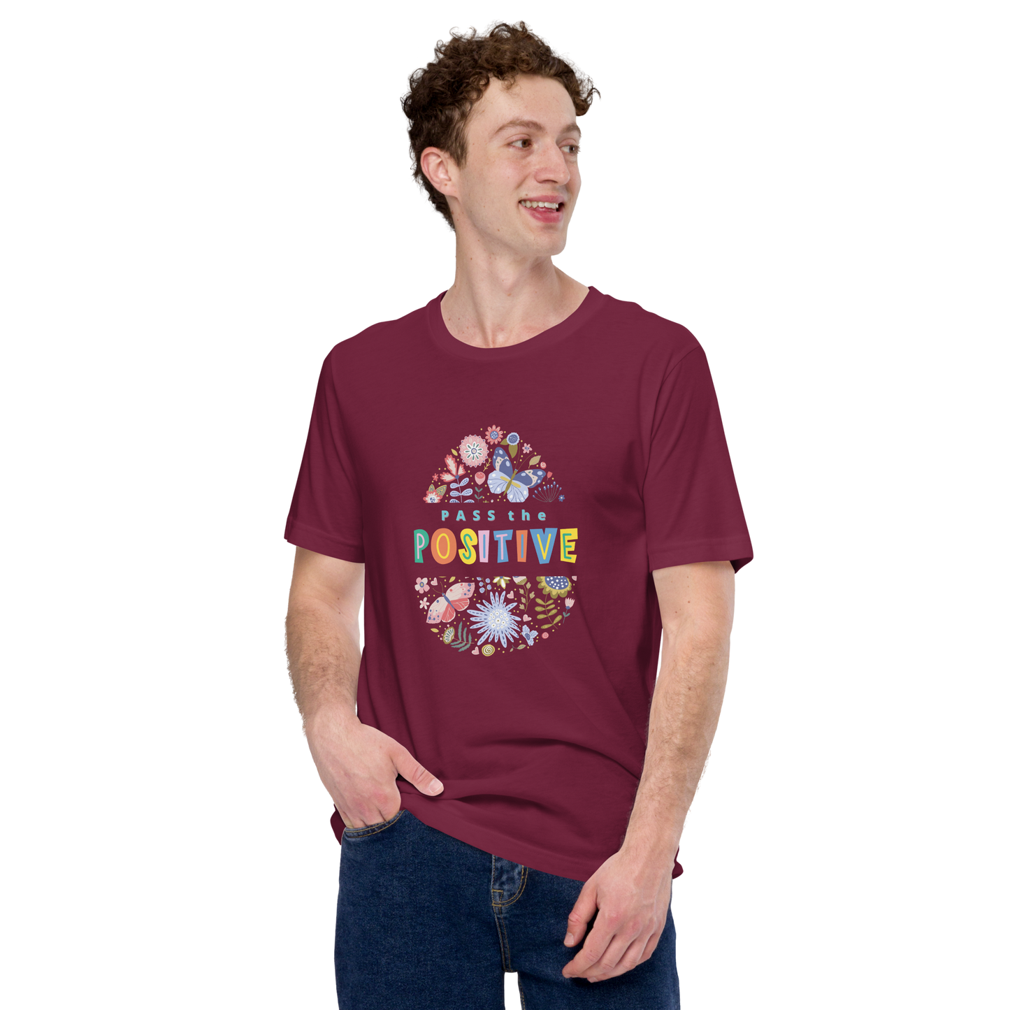 Graphic Floral T-Shirt - Unisex - Maroon