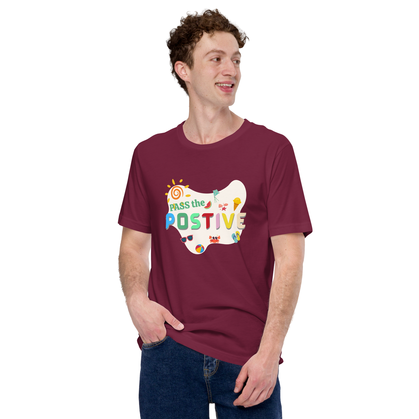 Beach Vibes T-Shirt – Unisex Casual Tee - Maroon