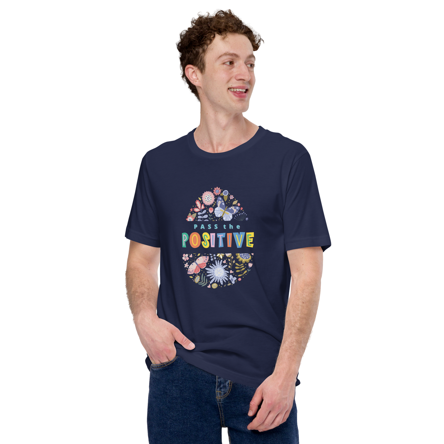 Graphic Floral T-Shirt - Unisex - Navy
