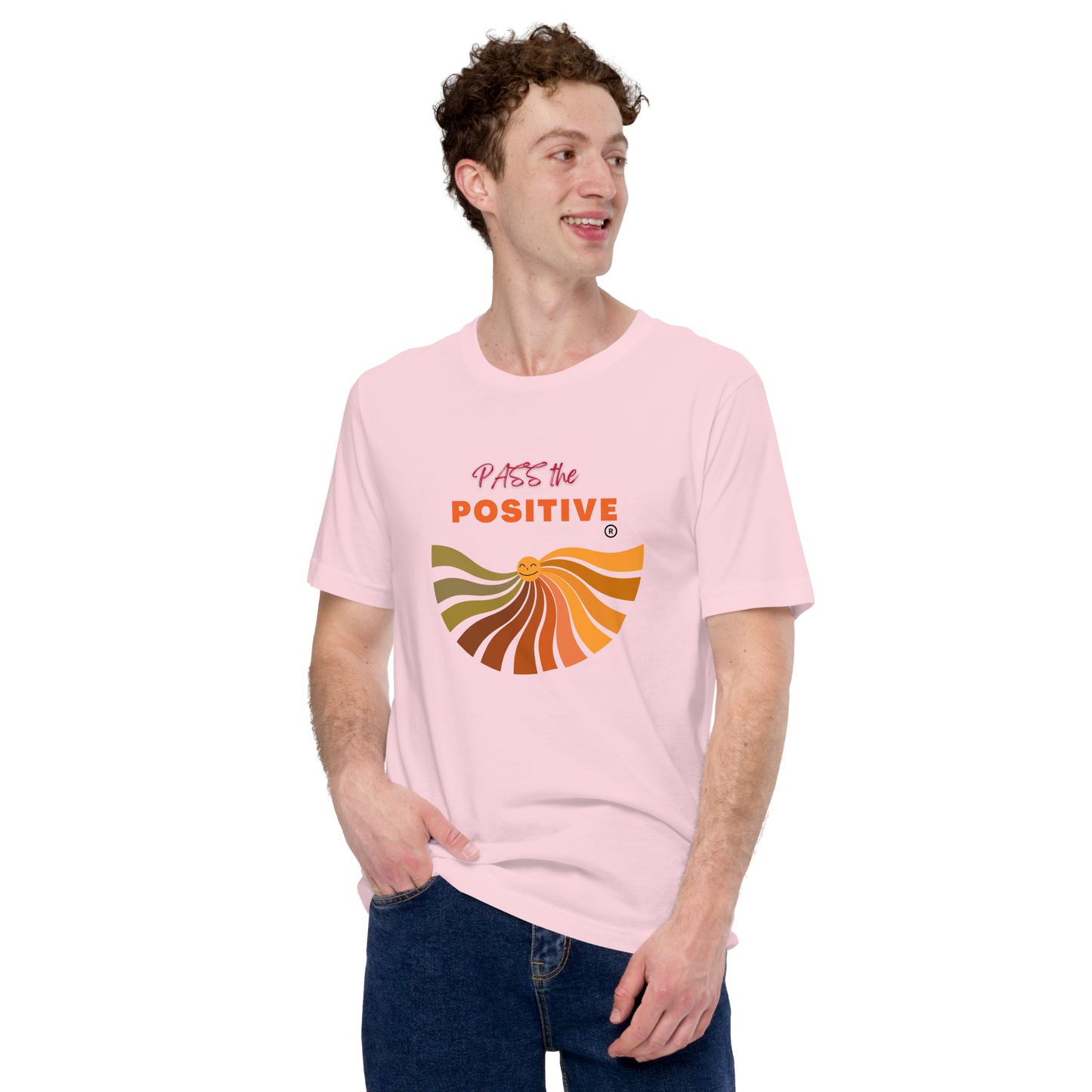 Positive Energy Sun T-Shirt - Unisex Relaxed Fit - Soft Pink