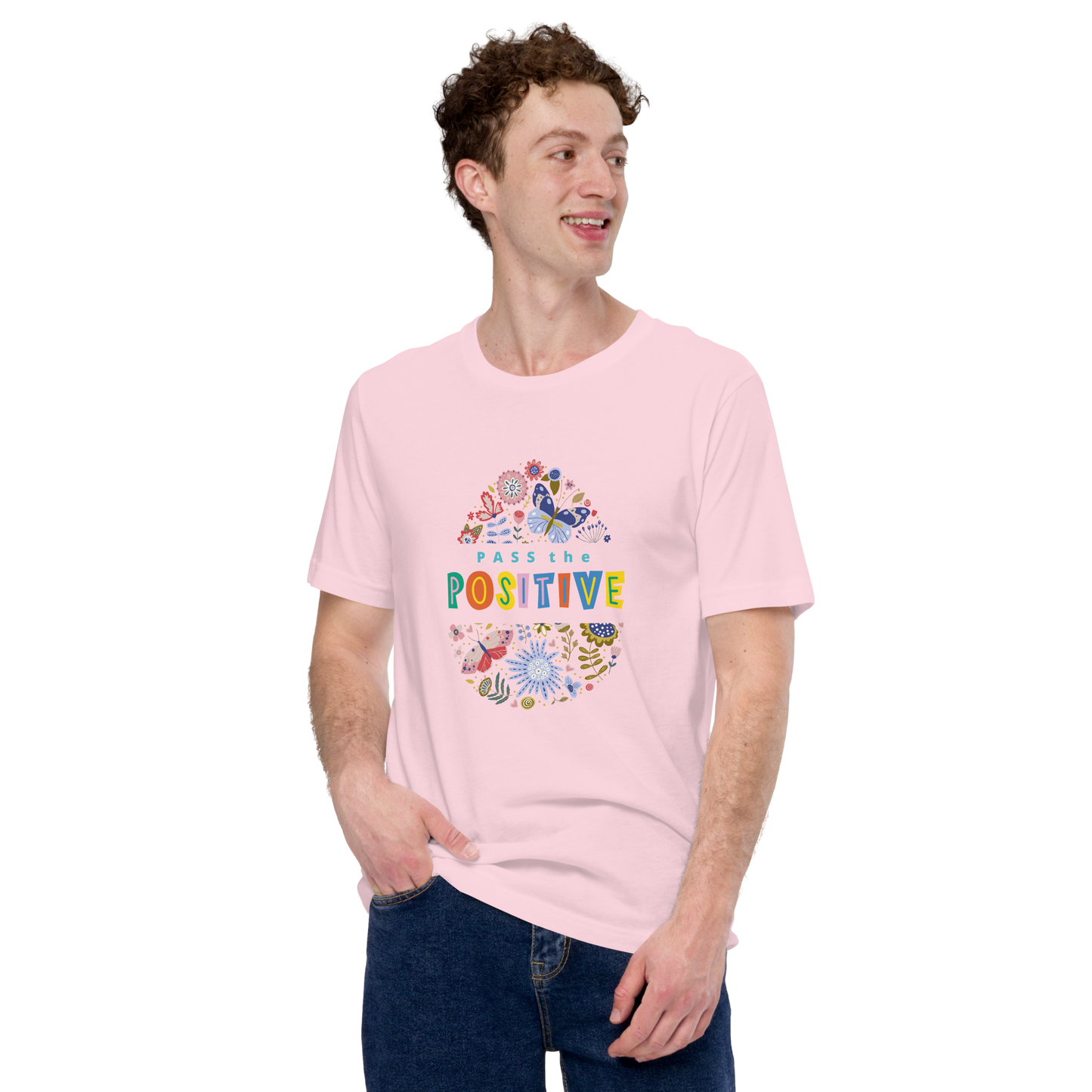 Graphic Floral T-Shirt - Unisex - Soft Pink
