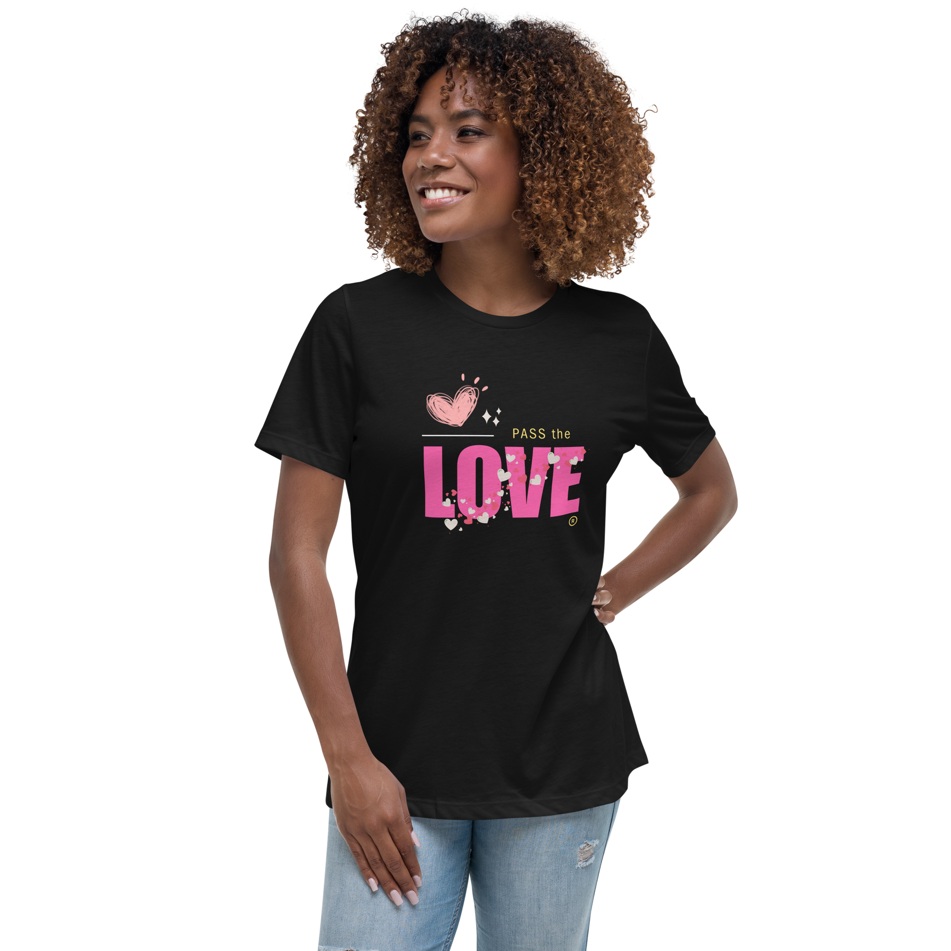 Pink Love T-Shirt - Women's Relaxed - Black