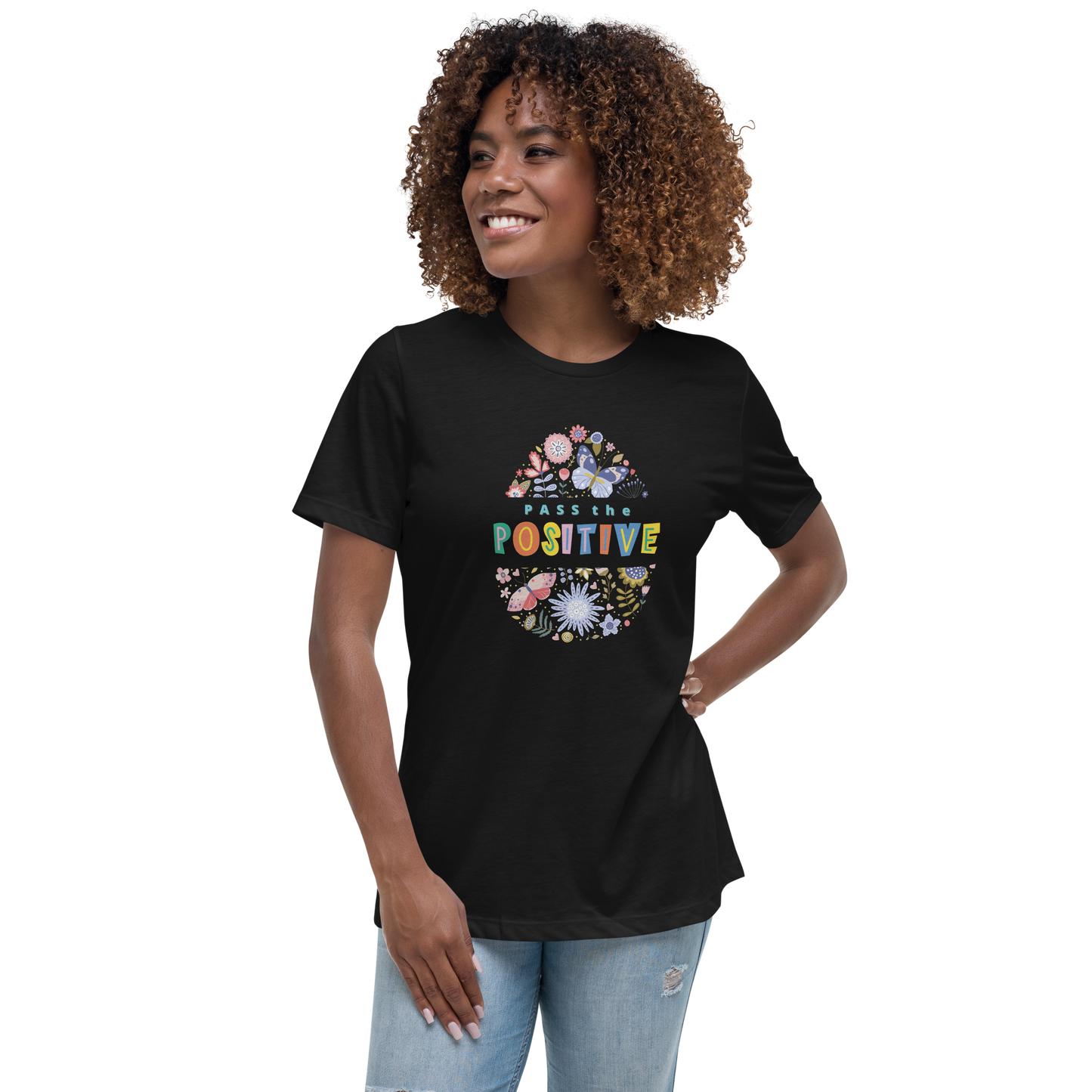 Women's Floral T-Shirt - Relaxed Fit - Black