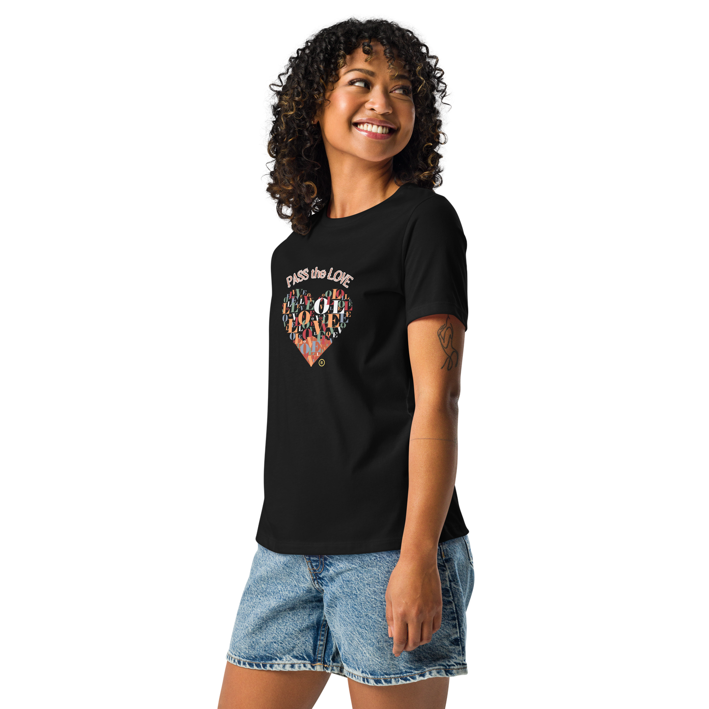 Heart T-Shirt - Women's Relaxed - Black