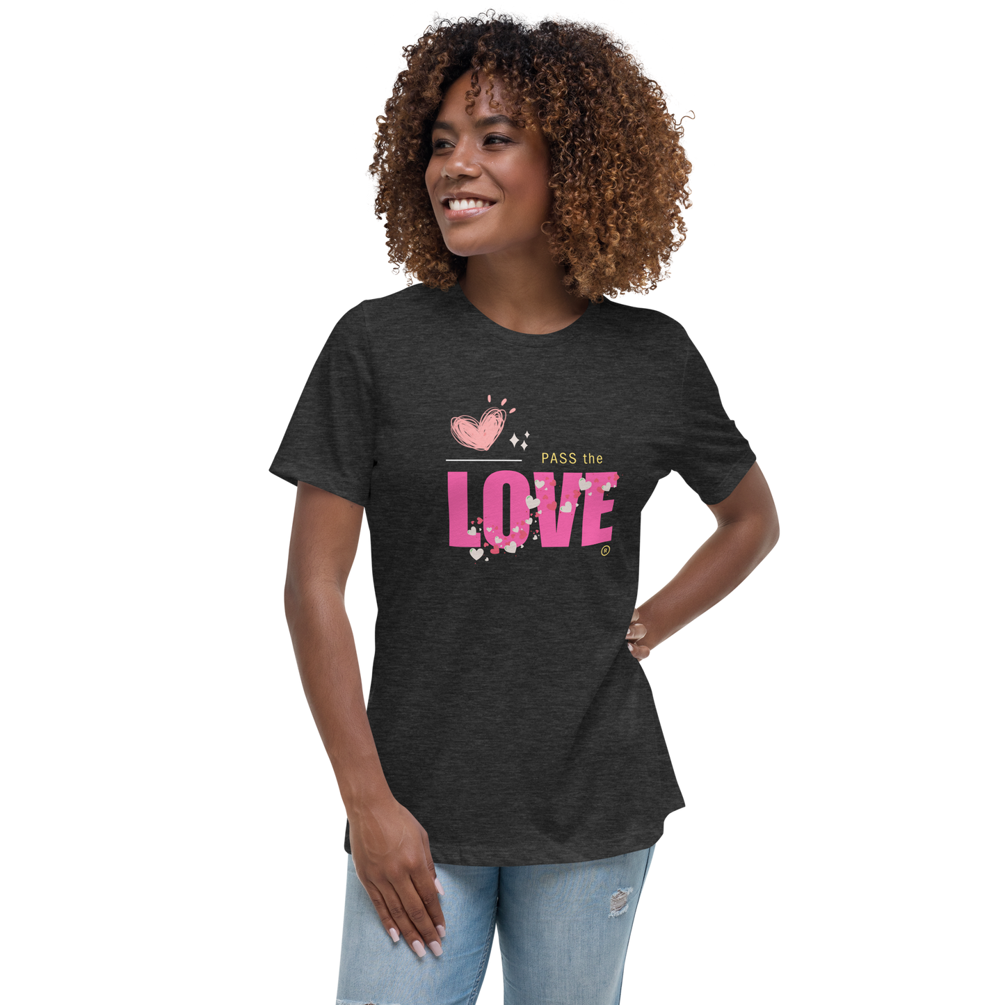 Pink Love T-Shirt - Women's Relaxed - Dark Grey Heather
