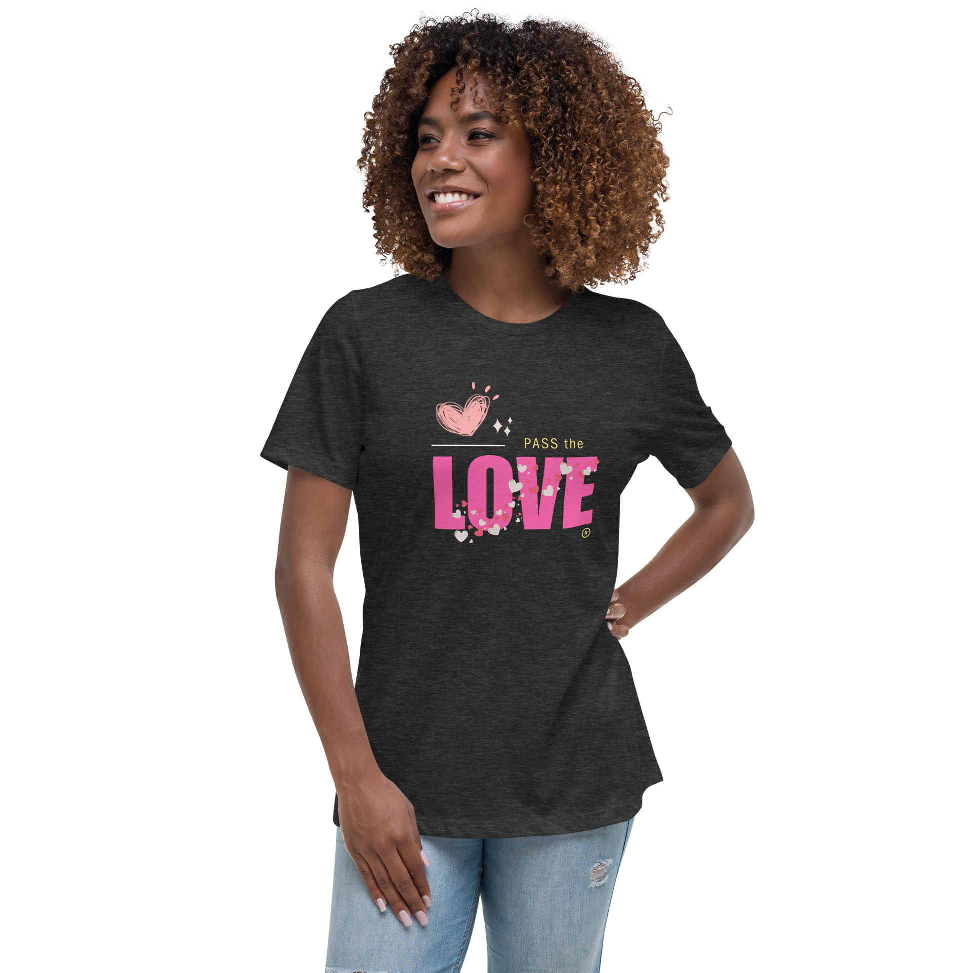 Pink Love T-Shirt - Women's Relaxed - Dark Grey Heather