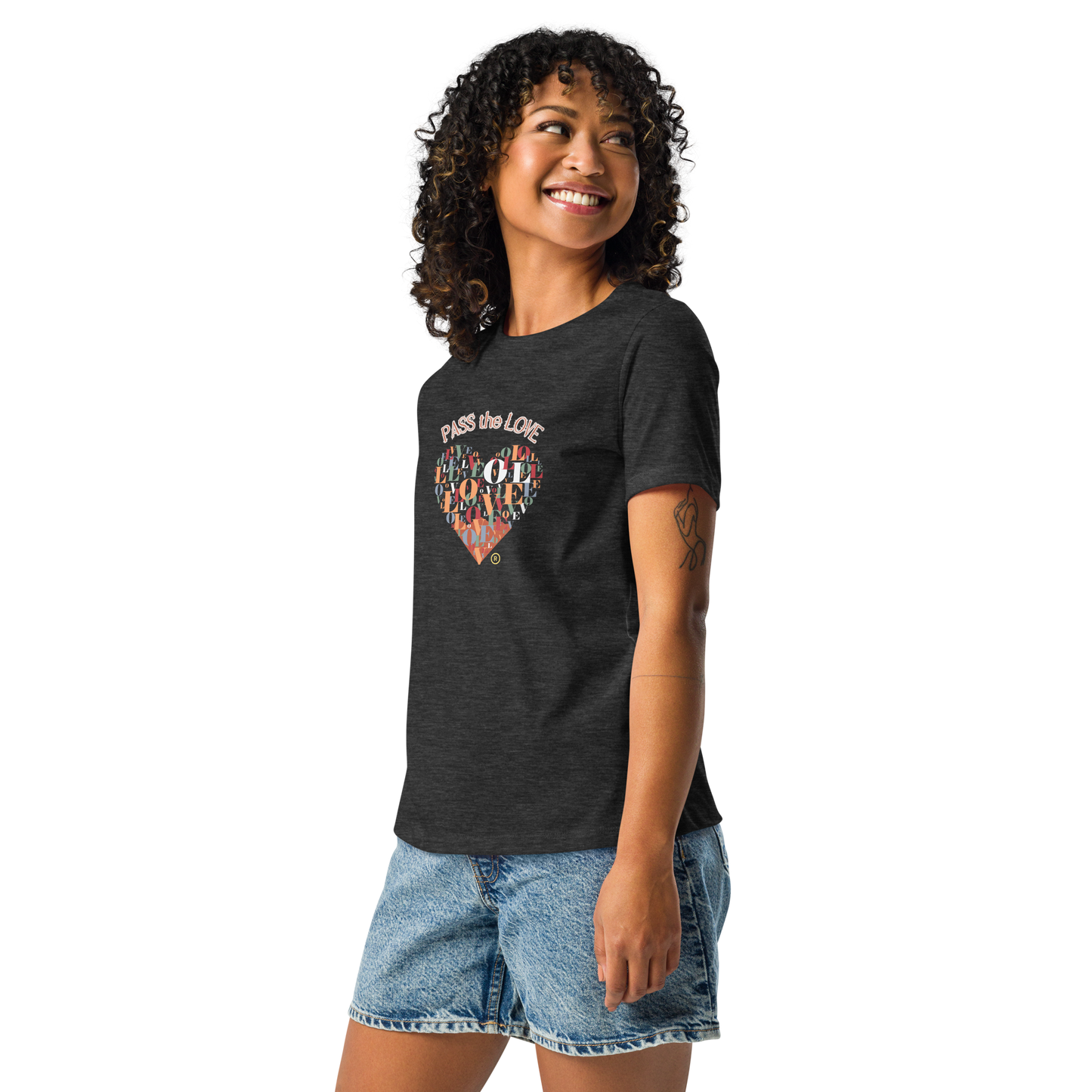 Heart T-Shirt - Women's Relaxed - Dark Grey Heather