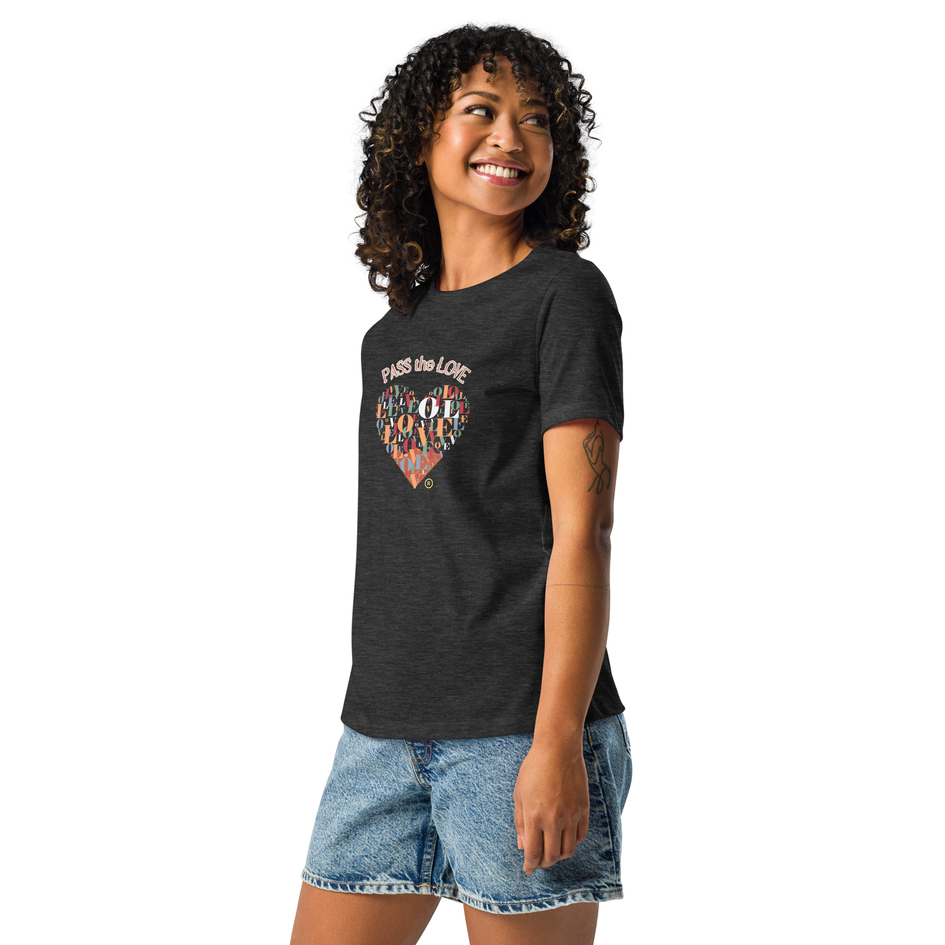 Heart T-Shirt - Women's Relaxed - Dark Grey Heather