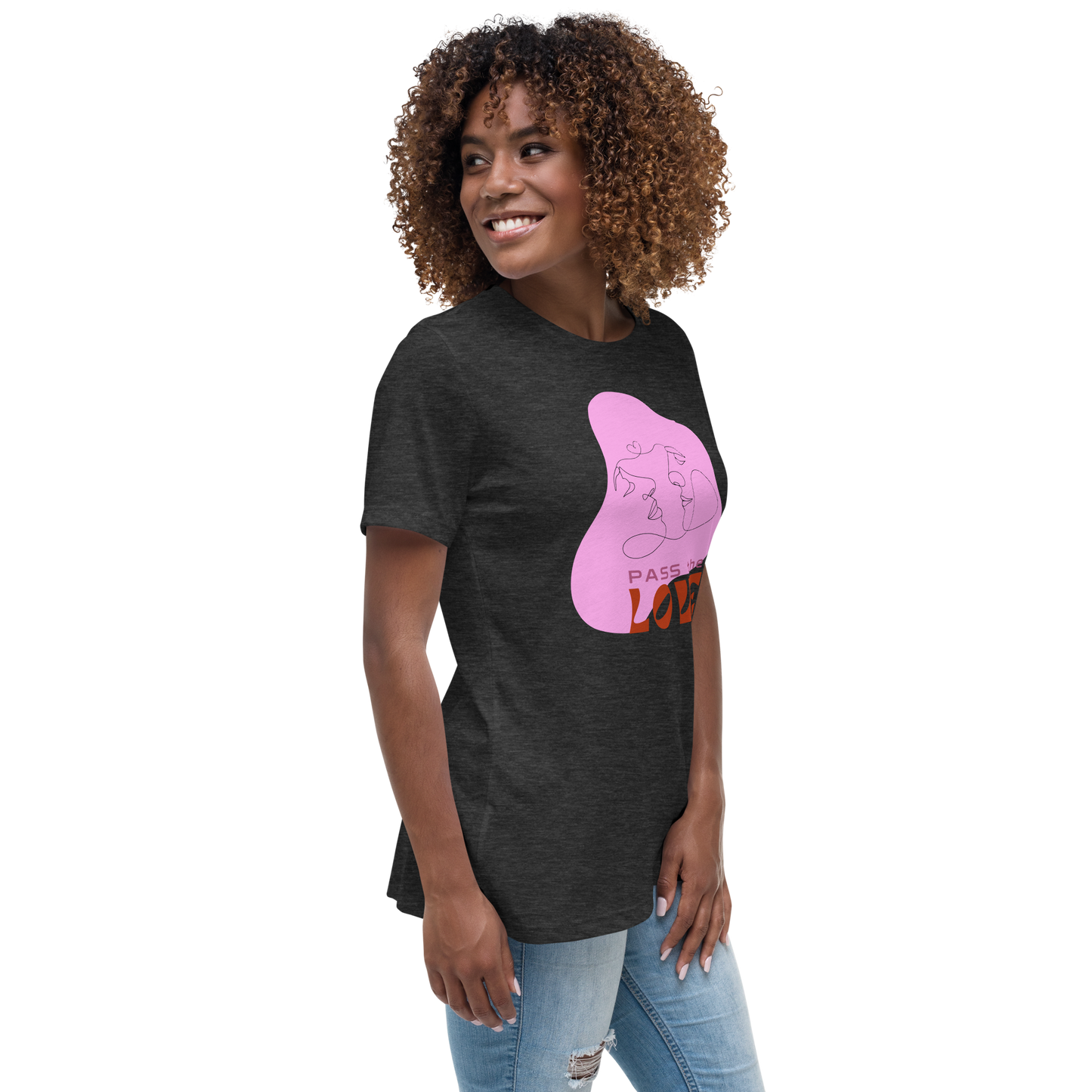 Kiss T-Shirt - Women's Relaxed - Dark Grey Heather