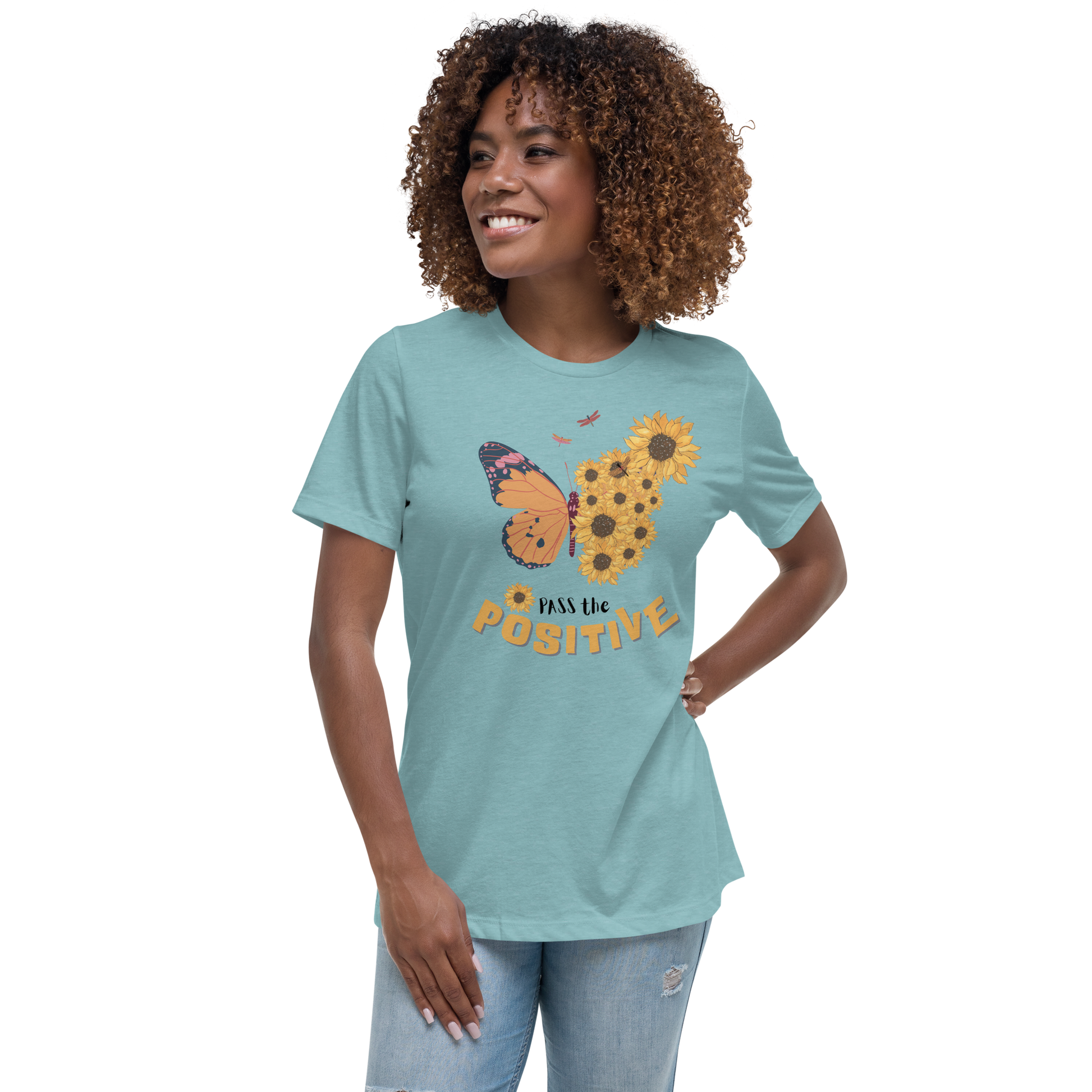 Cute Butterfly T-Shirt - Women's Relaxed - Heather Blue
